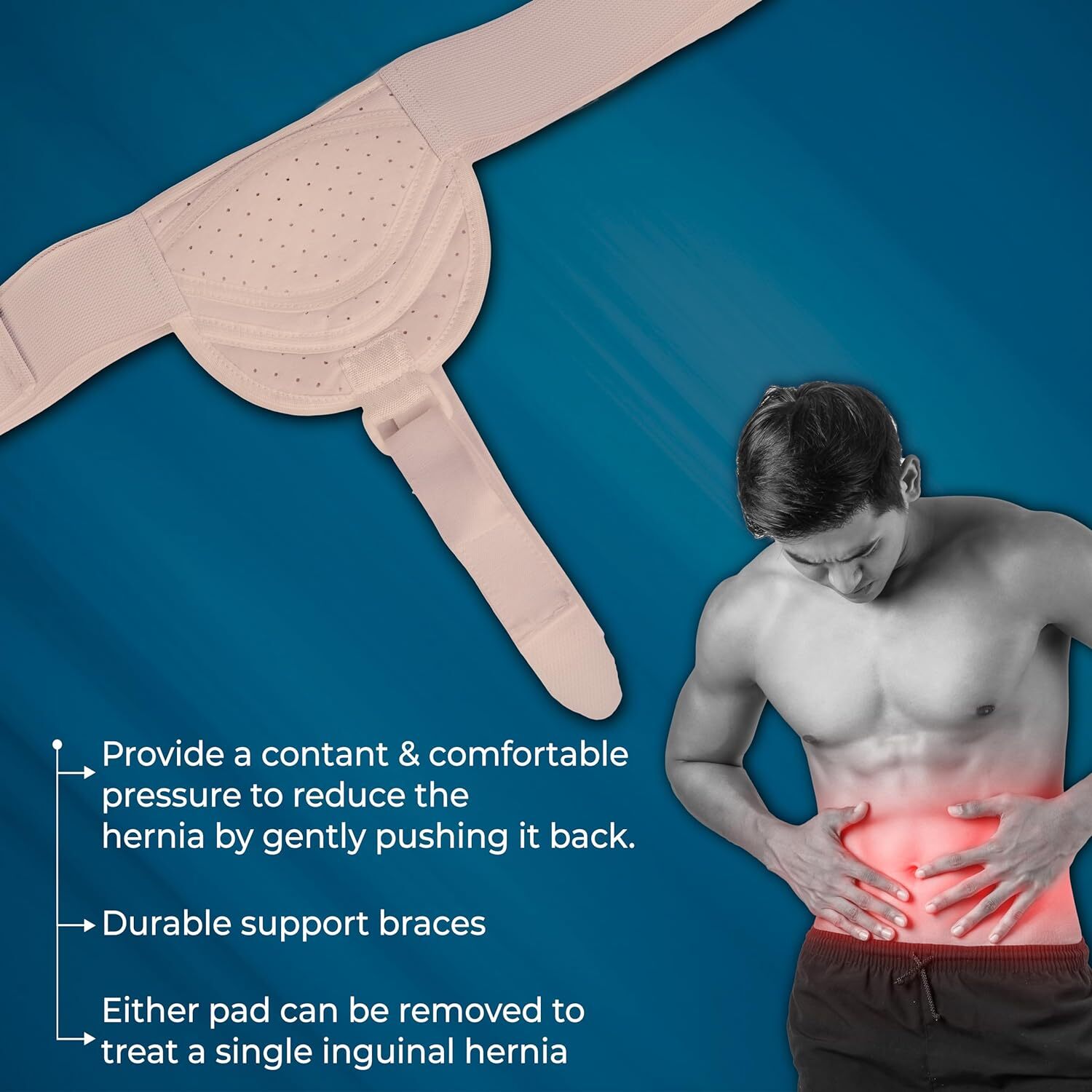 Inguinal Hernia Support Belt Double Truss Pads Special Foam Adjustable Elastic