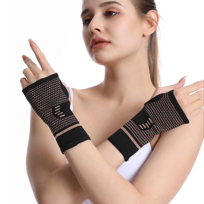 Copper Wrist Brace Support Sprain Carpal Tunnel Arthritis Compression Sleeve US