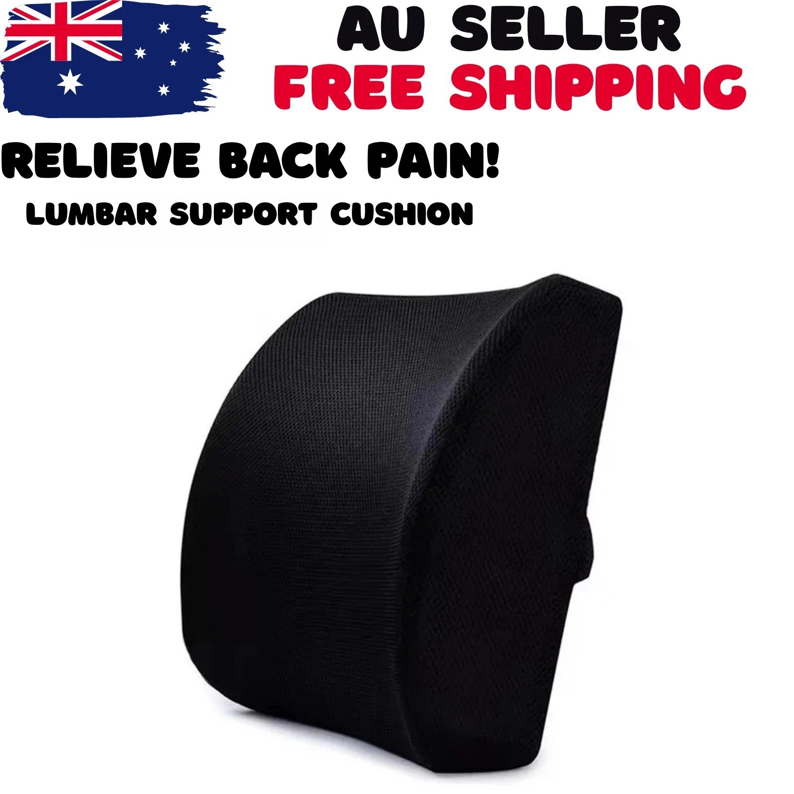Memory Foam Lumbar Support Cushion Pillow Back Waist Office Car Chair Mesh