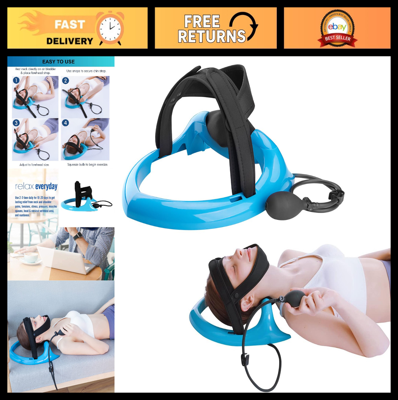 Neck Exerciser Pump for Posture Correction – Cervical Spine Relief & Stiffness A