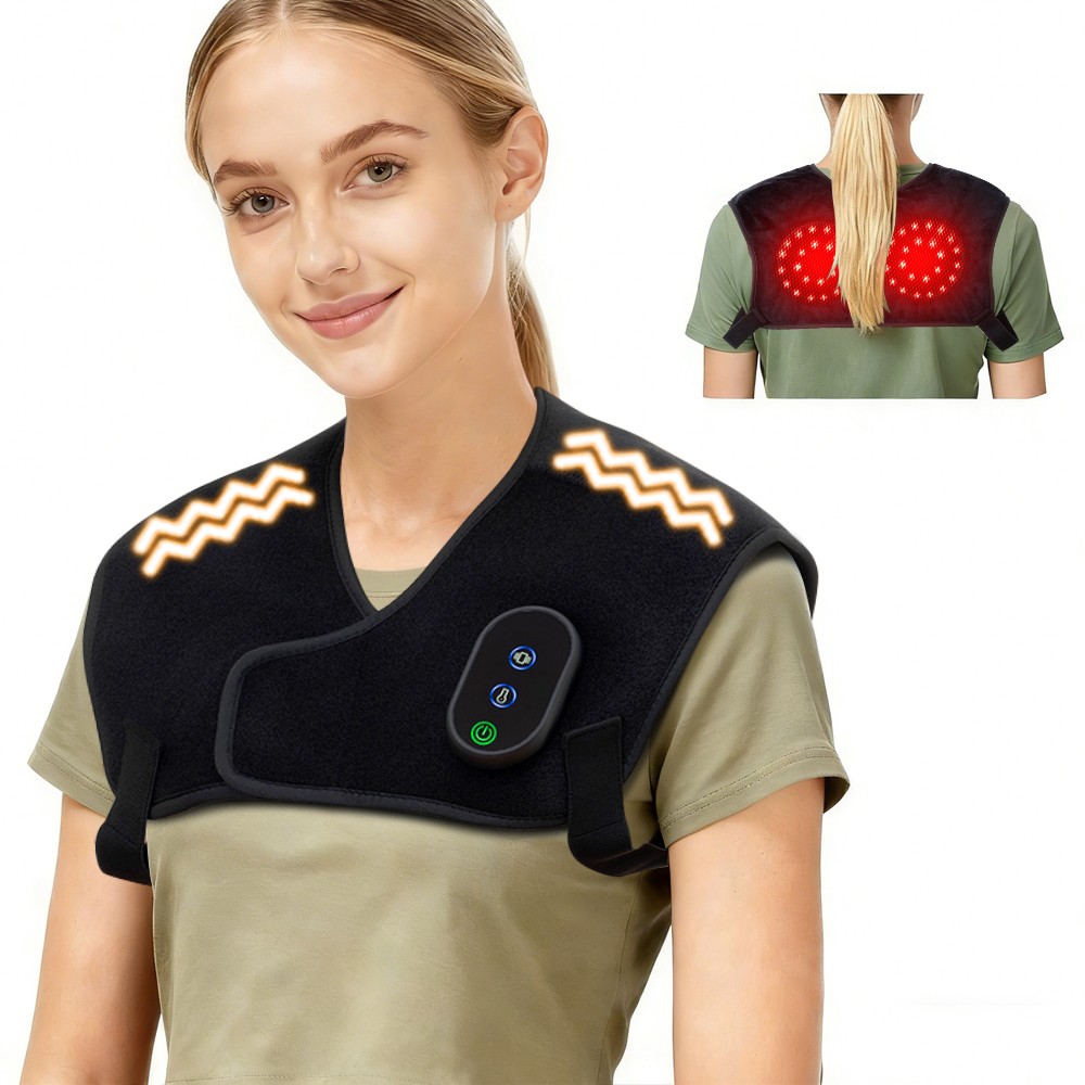 Shoulder Massager Red Light Heating Therapy Shawl Vibration for Back Pain Relief