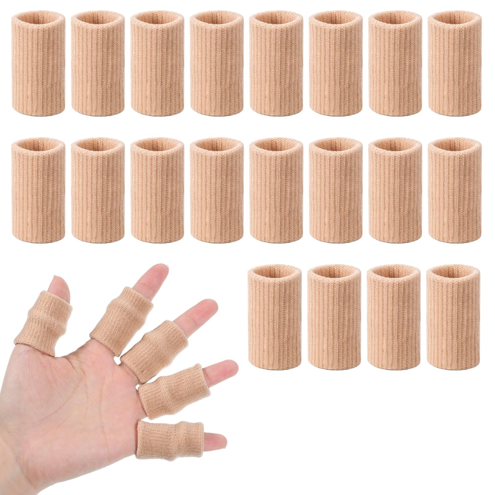 20 Pcs Breathable Finger Sleeves Thumb Splint Elastic Support Compression Sleeve