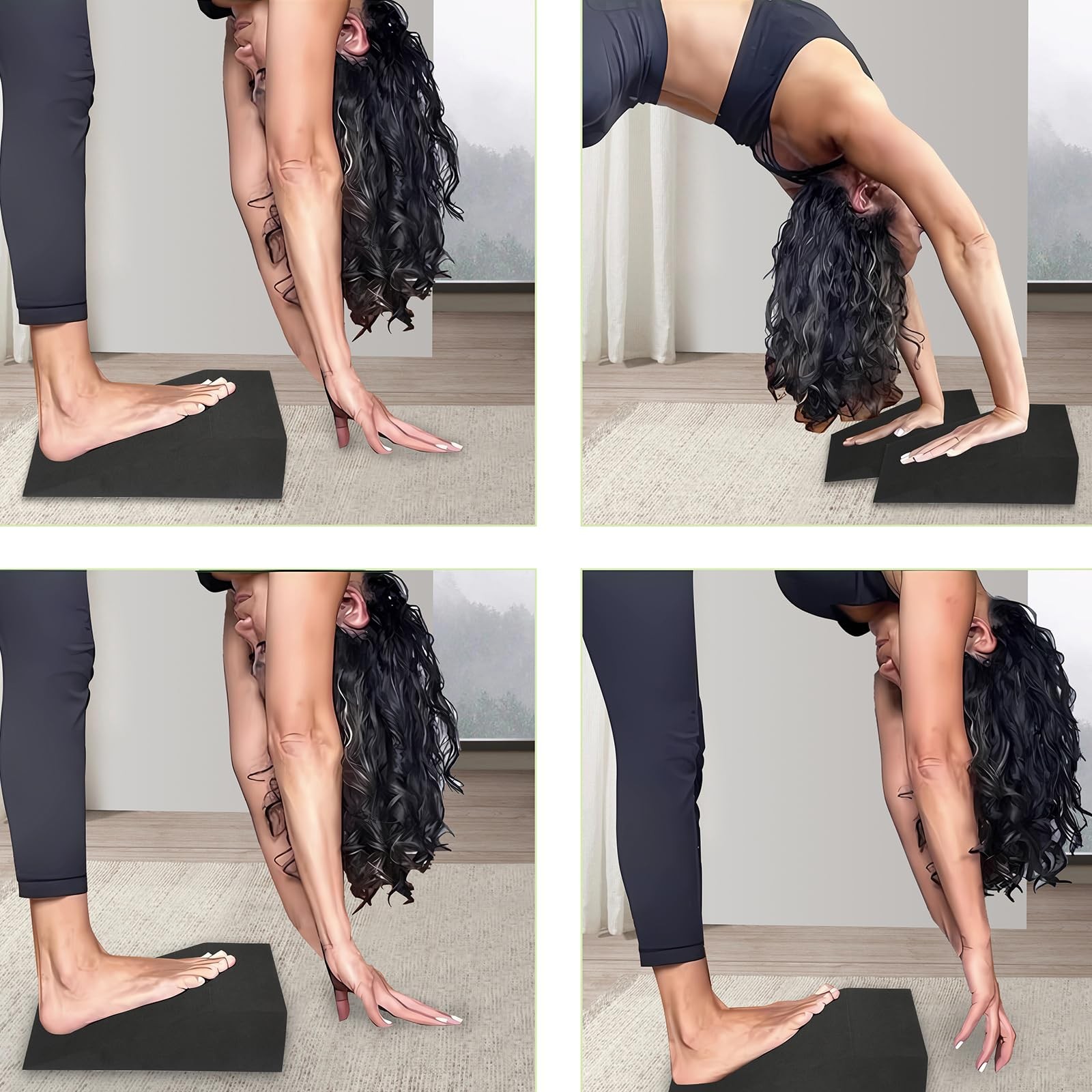 2 Pack Incline Squat Wedge Blocks – Non-Slip Heel Elevated Small, Black