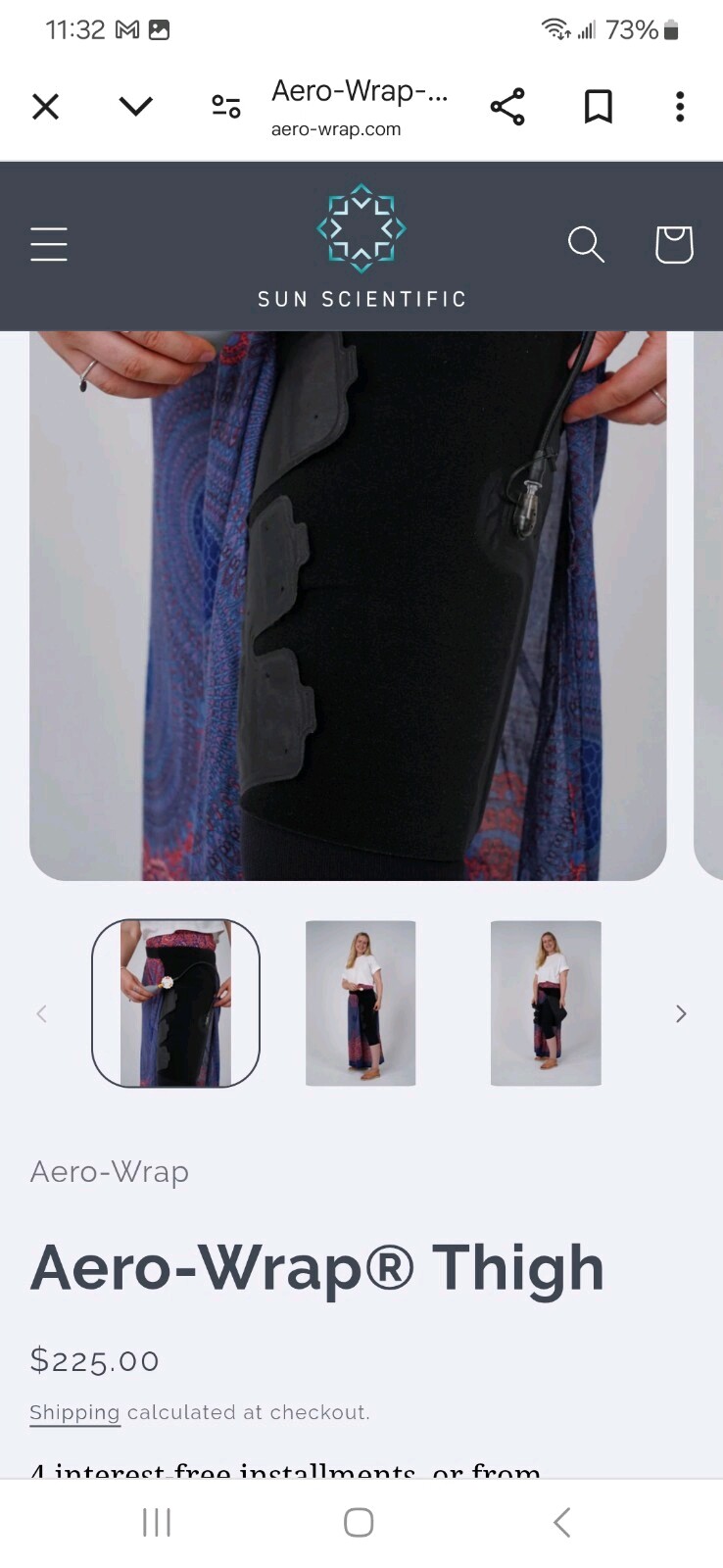 Sun Scientific Aero-Wrap Thigh Compression System Medium-large Left .Brand New.