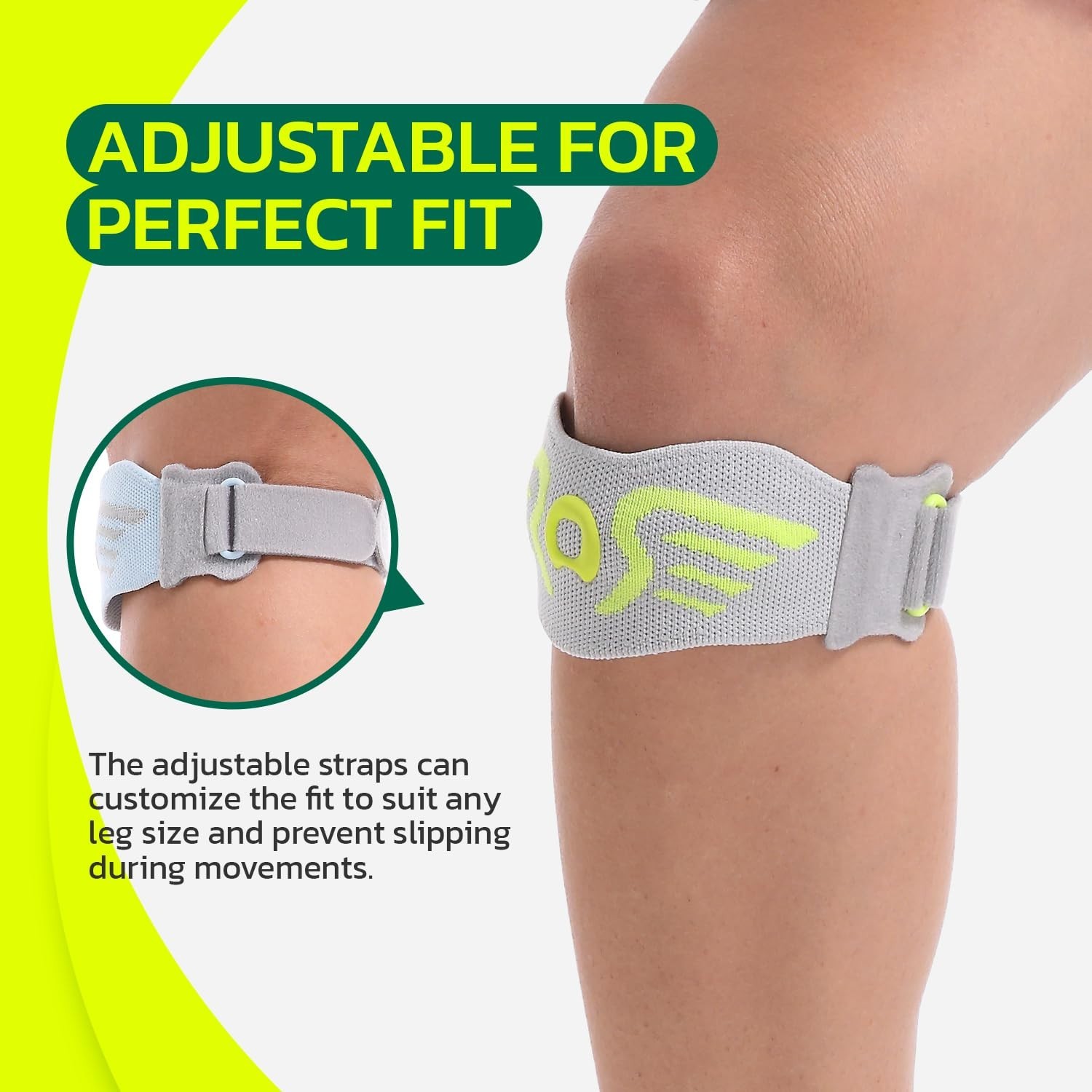 Correa para rodilla rotuliana (paquete de 2) con almohadilla ergonómica de silic