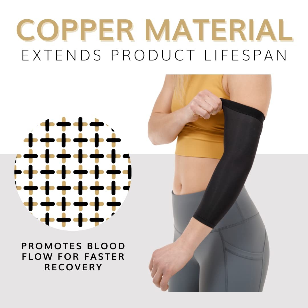 Copper Elbow Compression Sleeve – Men’s and ‘s -Full Arm Brace for Tendonitis…
