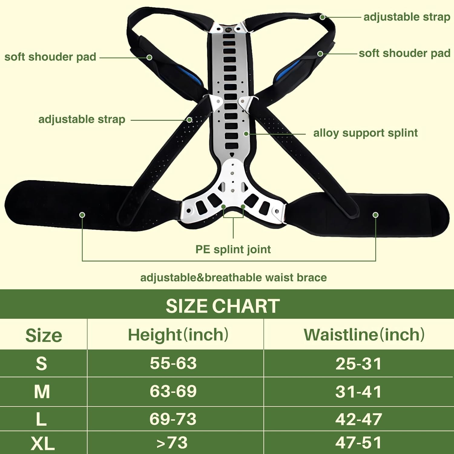 Posture Corrector Back Support for Hunched Back, Kyphosis and Vertebral Compress