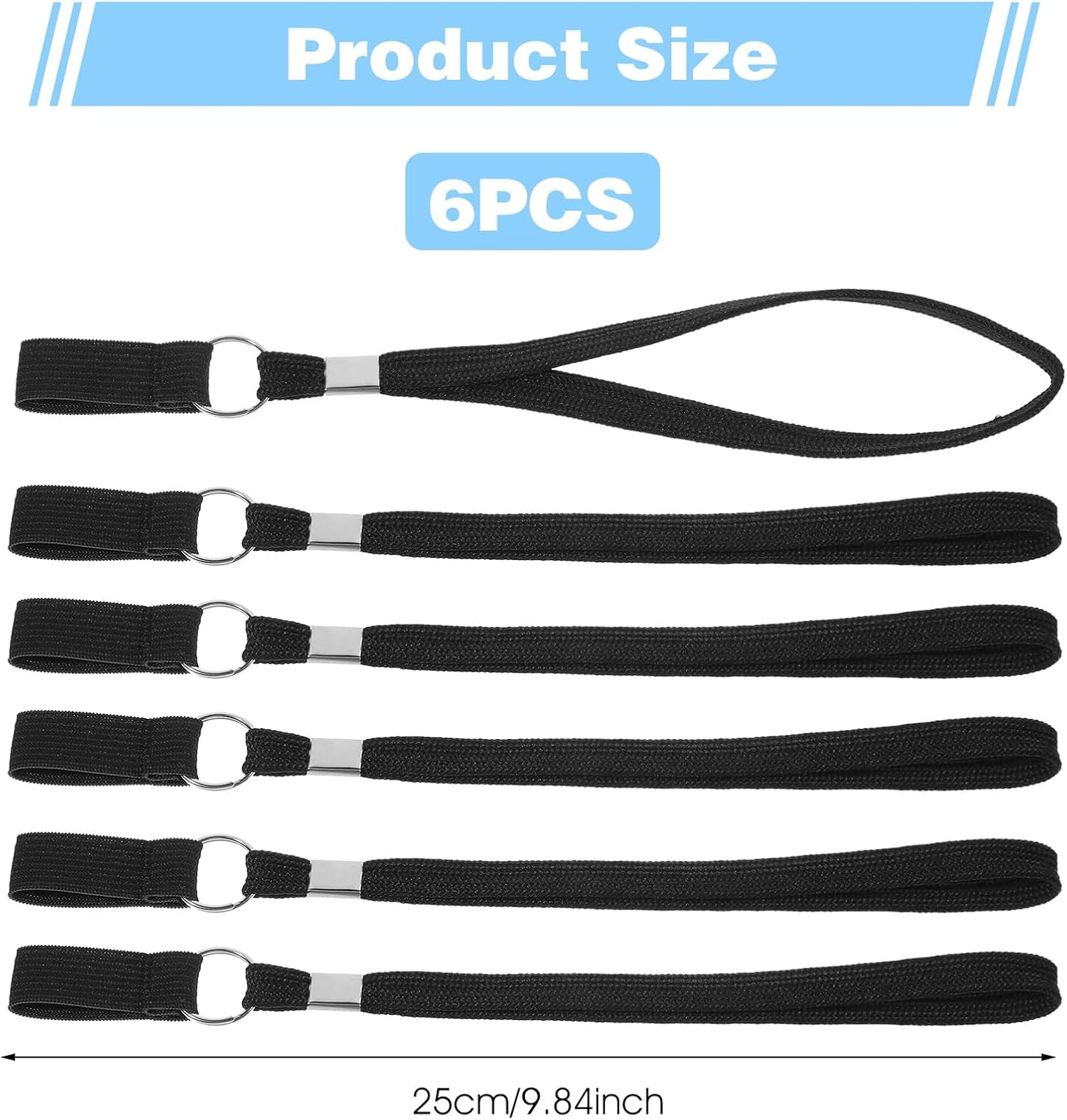Cane Wrist Strap Replacement Elastic Black Strap for Walking Stick and Trekking