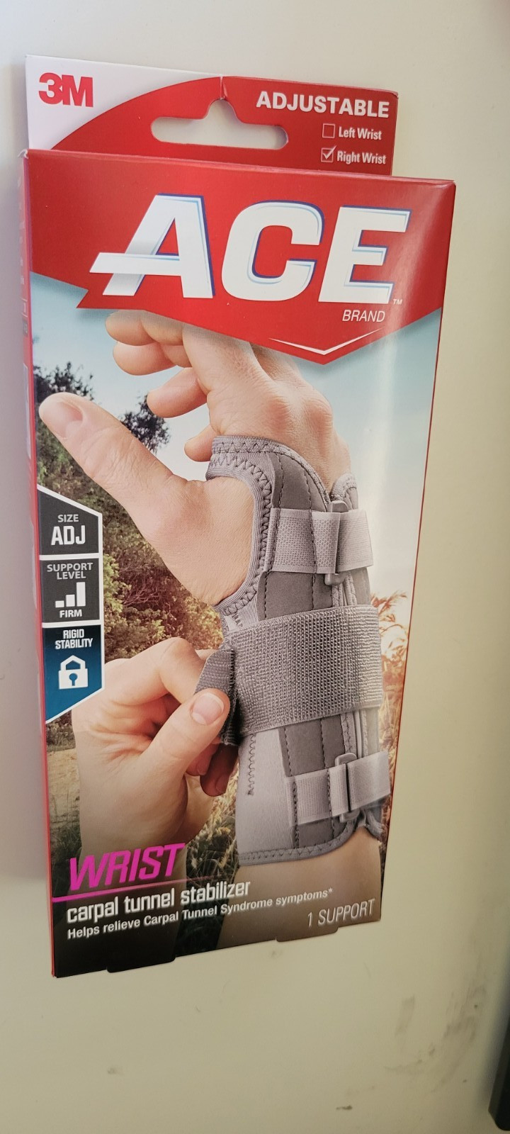 Ace Deluxe Wrist Brace Adjustable Right Hand Firm Carpal Tunnel Stabilizer