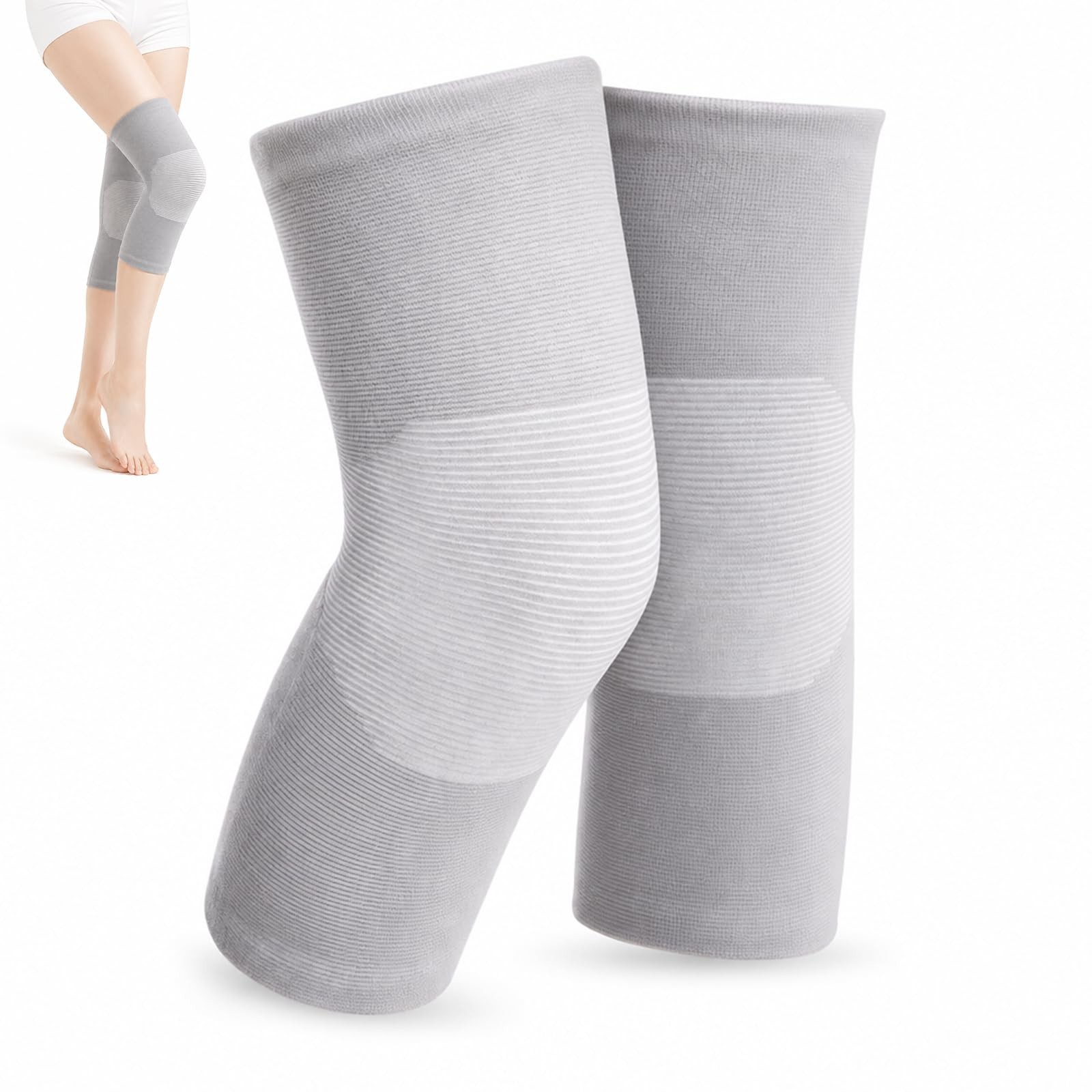 Mivoro Bamboo Knee Sleeve for – One Pair X-Large(91-116), Gray
