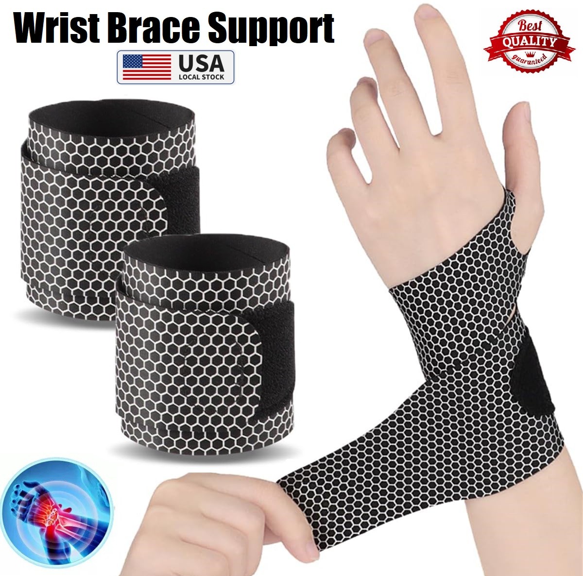 1/2x Adjustable Elastic Breathable Wrist Brace Wraps for Wrist Care, Daily Use
