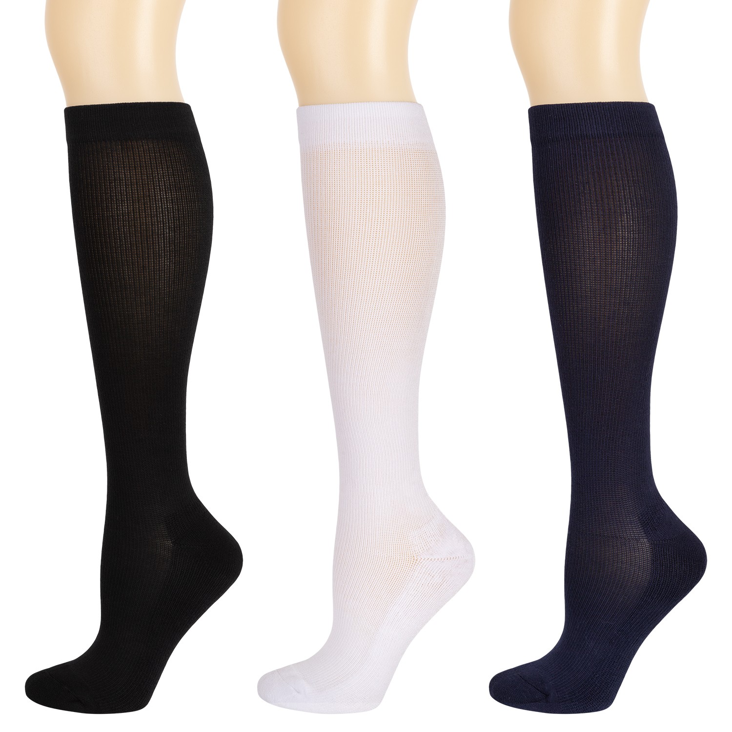 3 Pairs Compression Socks – Knee High Support for Running & Sports