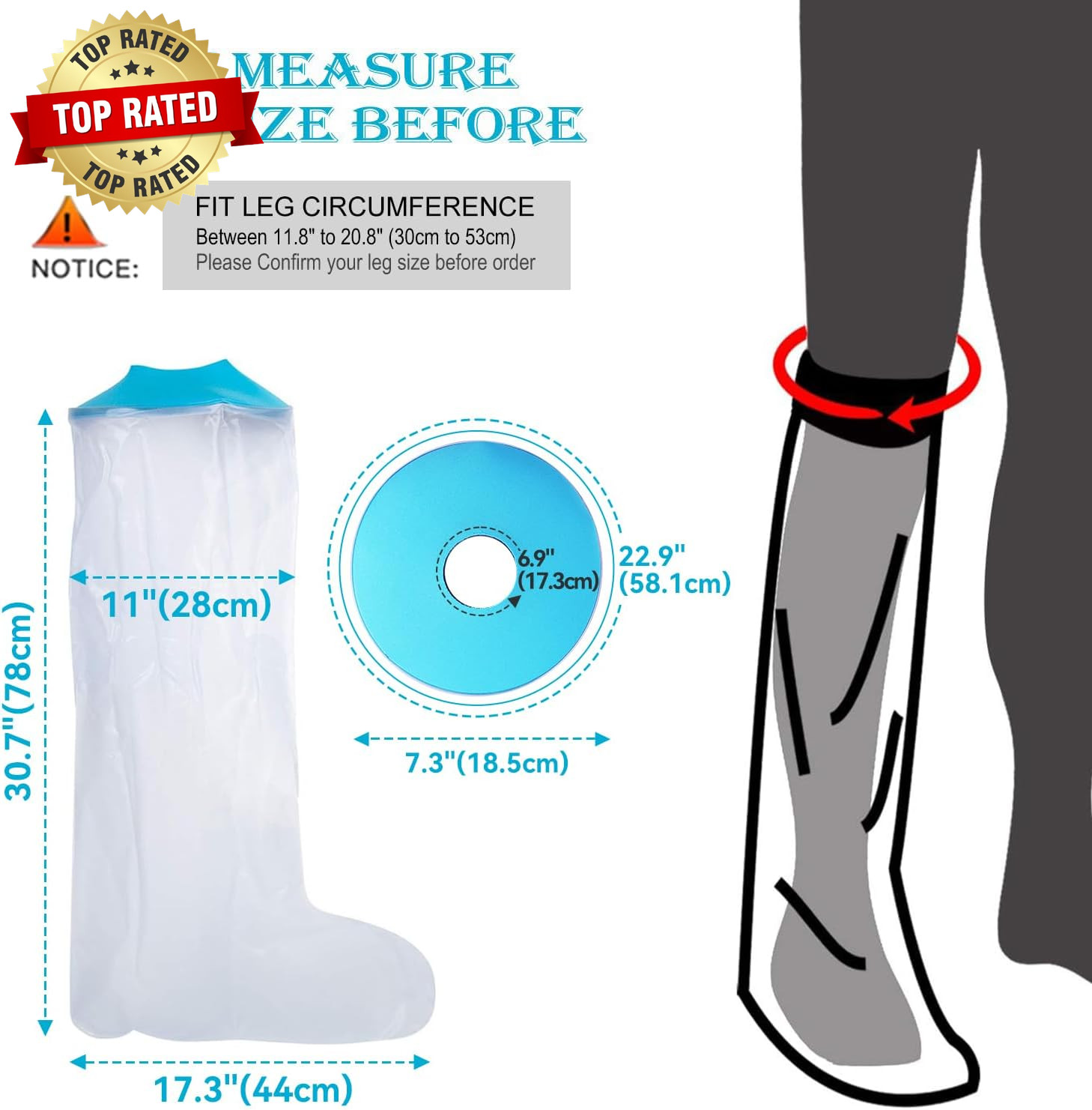 Leg Cast Covers for Shower Adult,Waterproof Long Leg Cast Protector for Showerin