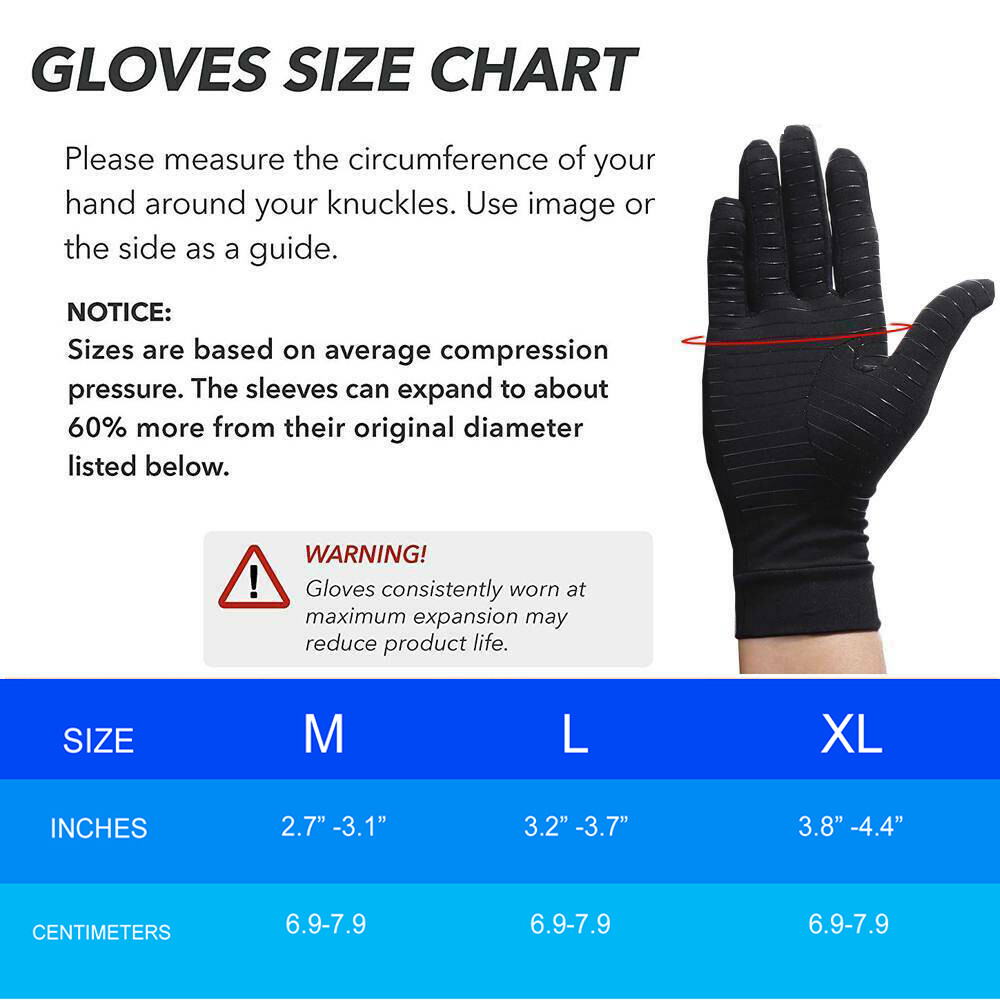 3Pairs Full Finger Copper compression Gloves Anti Arthritis Wrist Support Glove