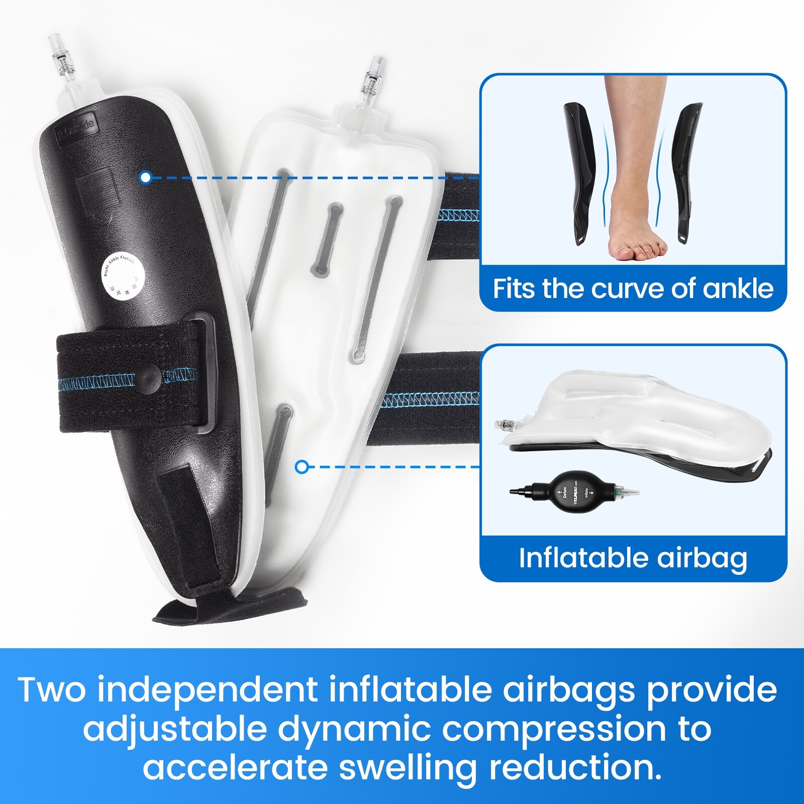 Air Gel Foam Ankle Stabilizer Support Brace for Sprained Ankle, Ligament Injury