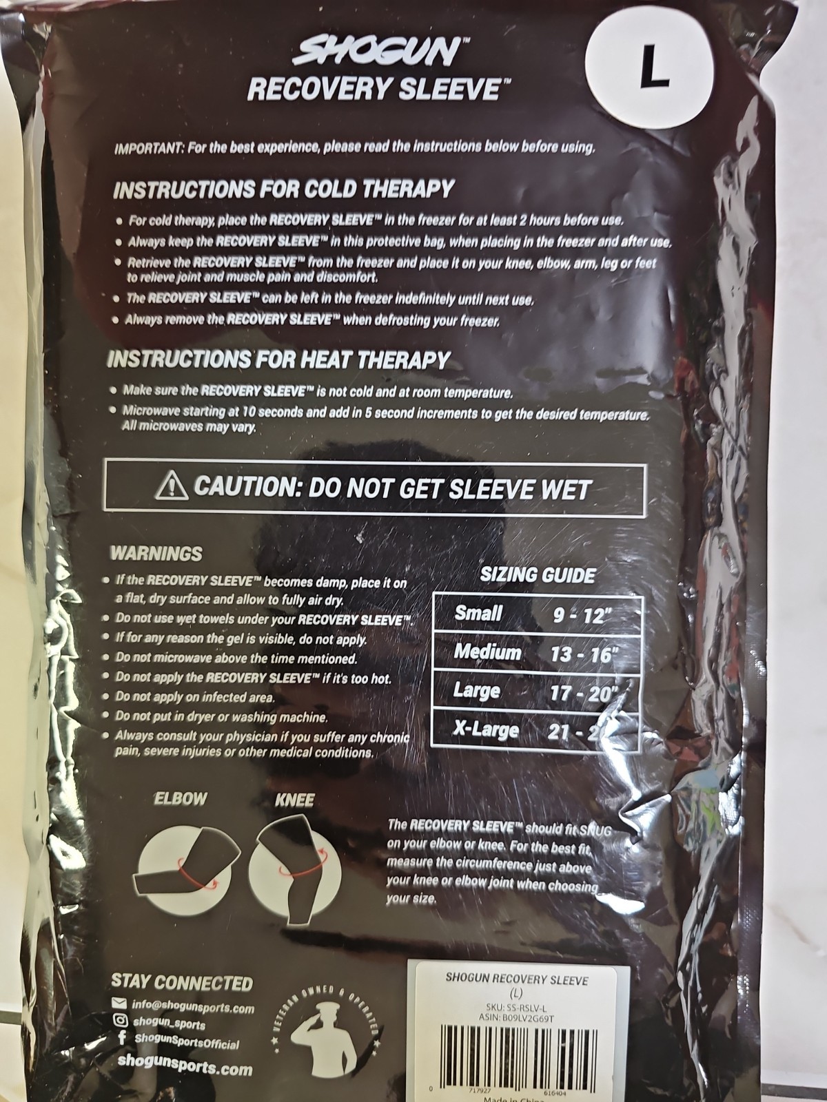 Shogun Sports Recovery Sleeve. Hot and Cold Compression Sleeve to Relieve Muscle