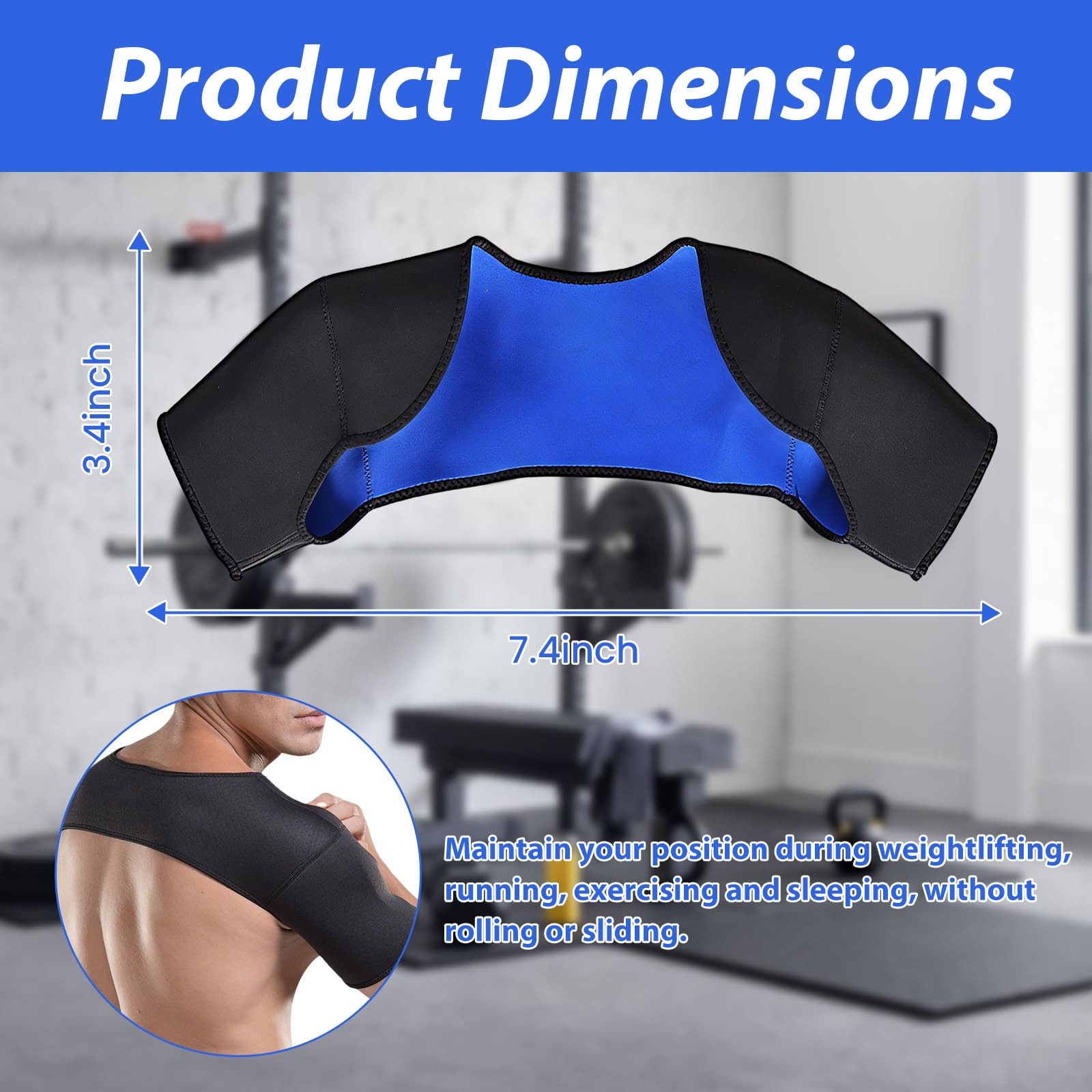 Double Shoulder Wrap SBR Compression Shoulder Sleeve, Size L Fits Shoulder Wi…