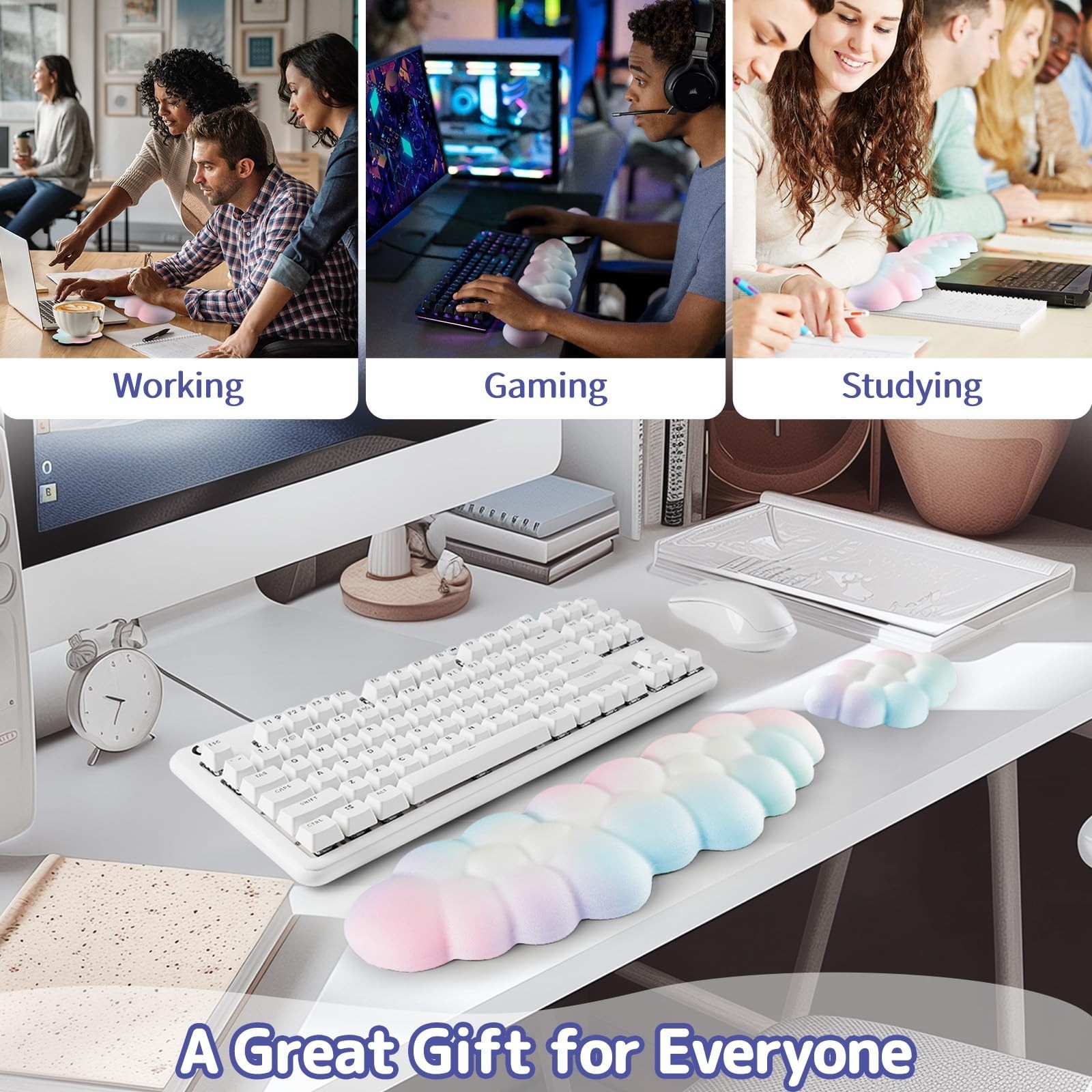 Sushret Cloud Wrist Rest Keyboard, Cloud Keyboard Wrist Pad Set with PU Leath…