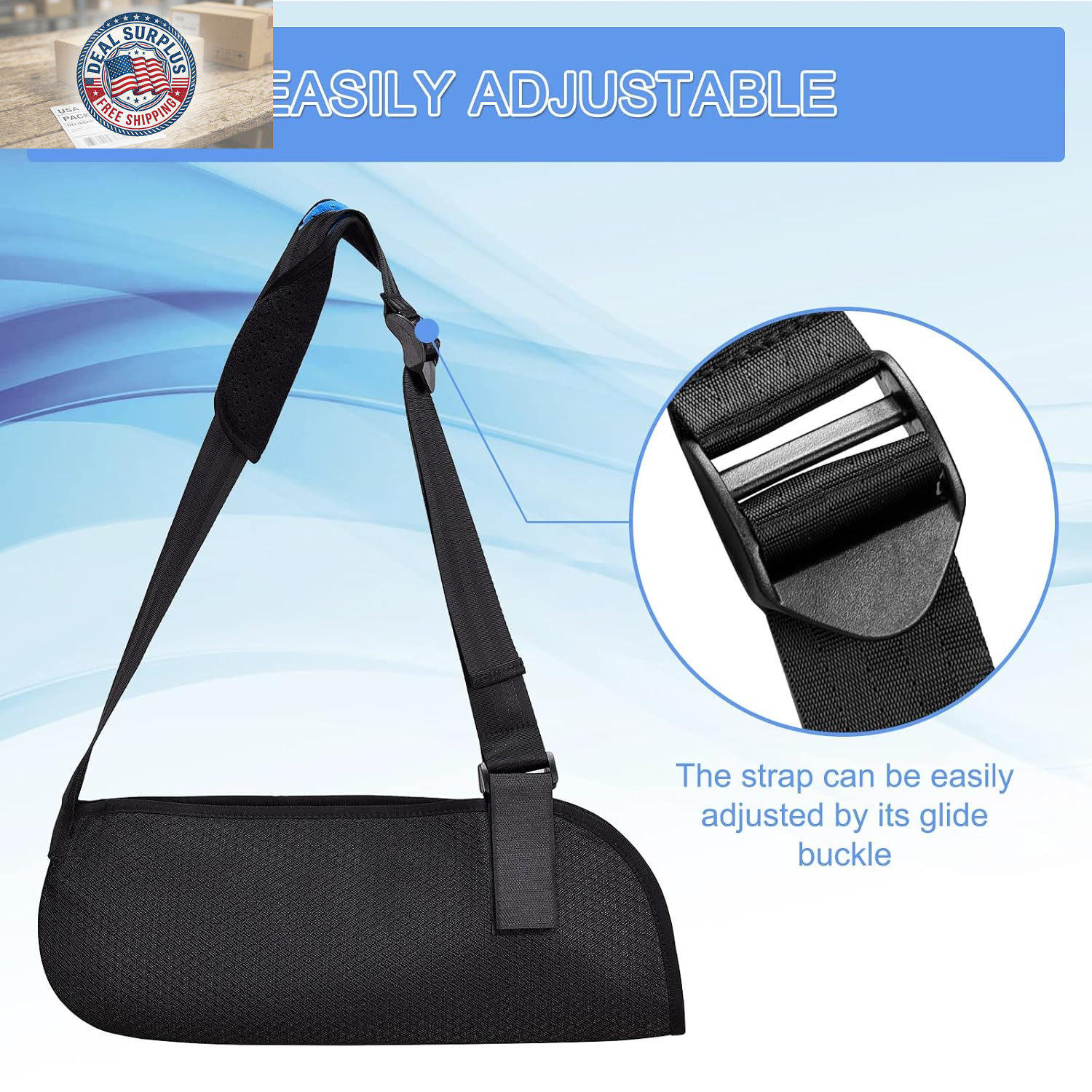 VALLEYWIND Arm Sling, Shoulder Immobilizer for Hand, Shoulder, L, Black