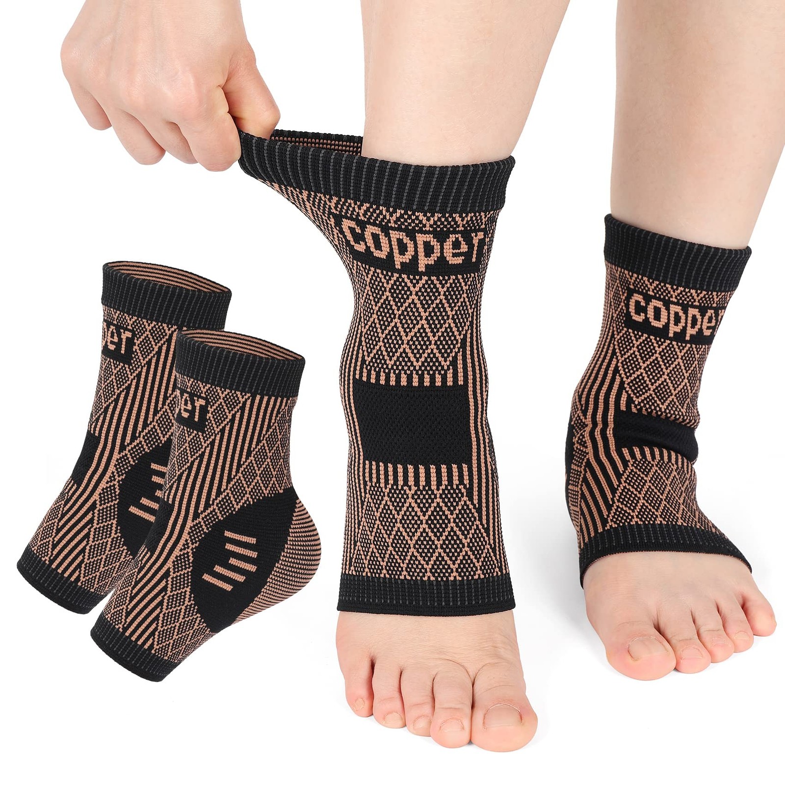 CopperInfused Ankle Brace Support Compression Socks Foot Wrap Tendon Sprain