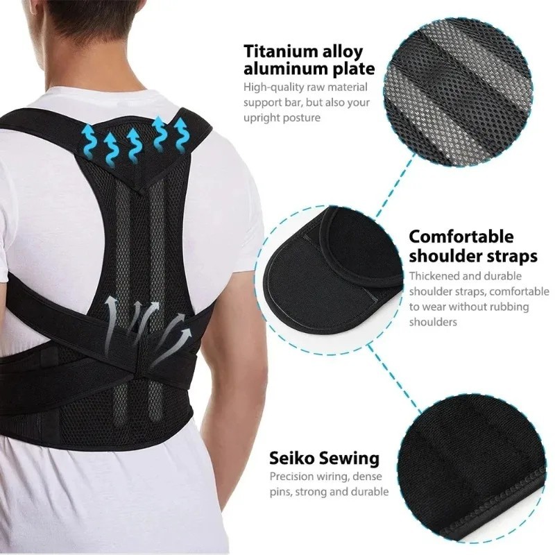 Adjustable Posture Corrector Low Back Support Shoulder Brace Belt for Men Women