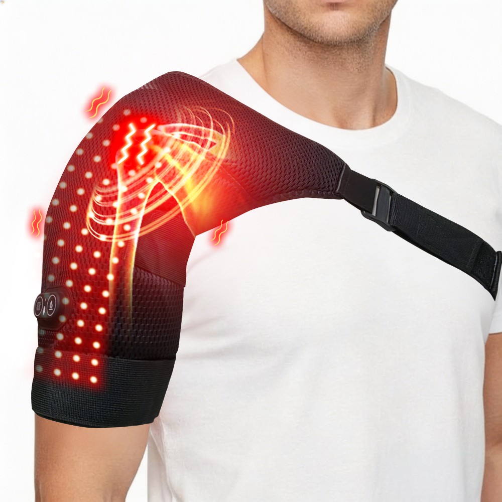 Red Light Shoulder Massager Pain Relief with 3 Vibration Modes, 3 Heating Levels
