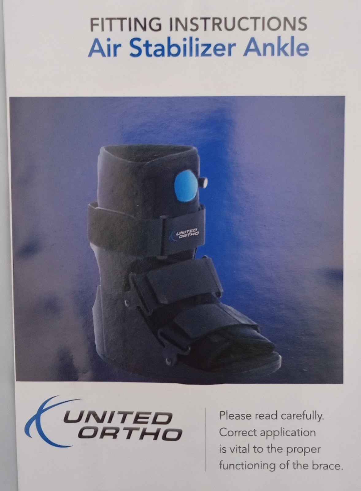 Ankle And Foot Brace. United Ortho Air Cam Walker. Broken Bone Fracture Boot.