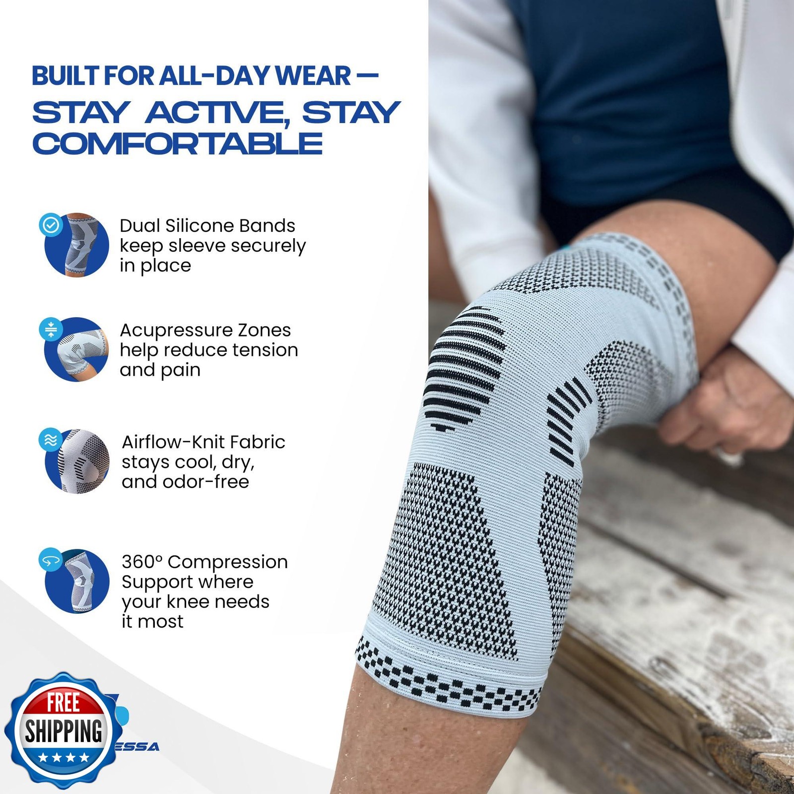 Compressa Knee Sleeve for Women and Men (XX-Large) – Non-Slip Compression Sup