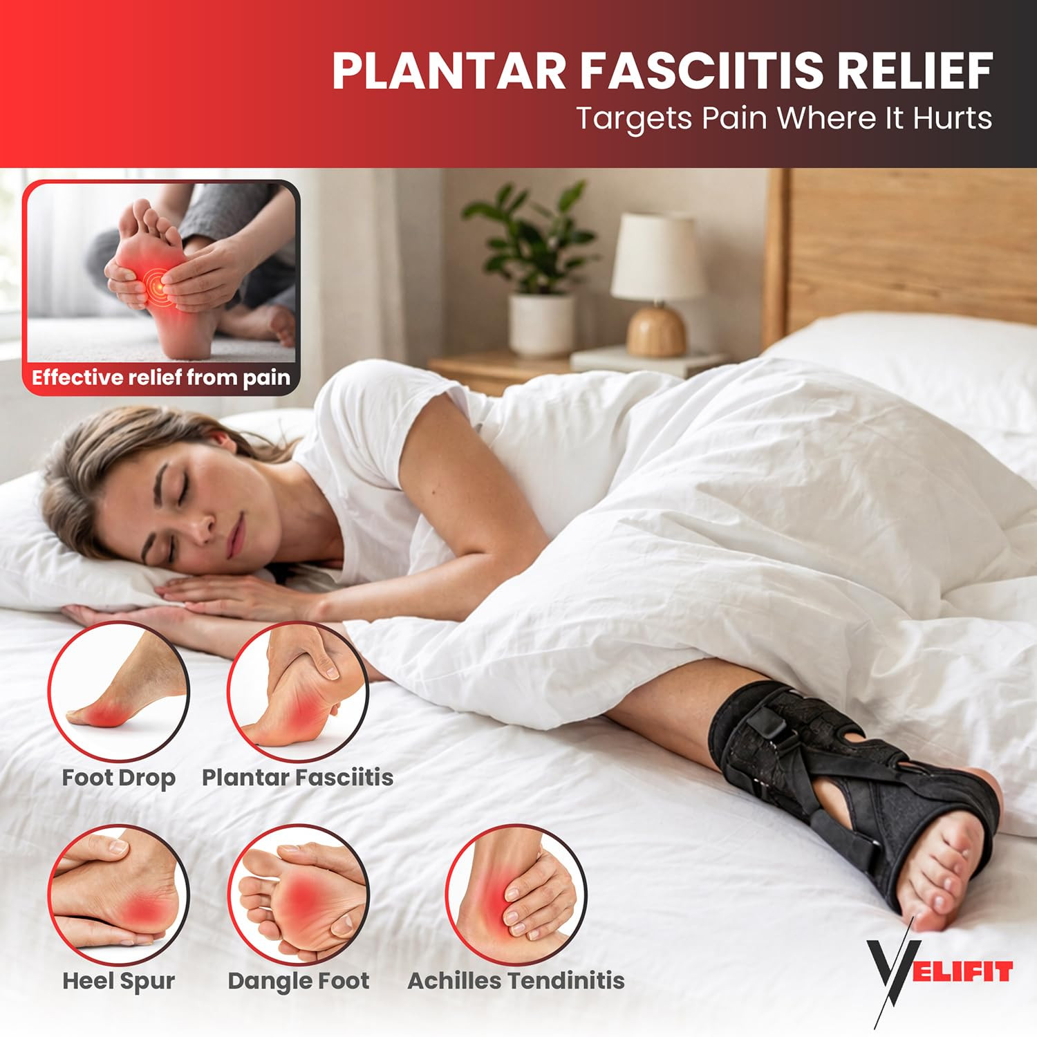 Plantar Fasciitis Night Splint, Plantar Fasciitis Brace and Support | Upgraded D