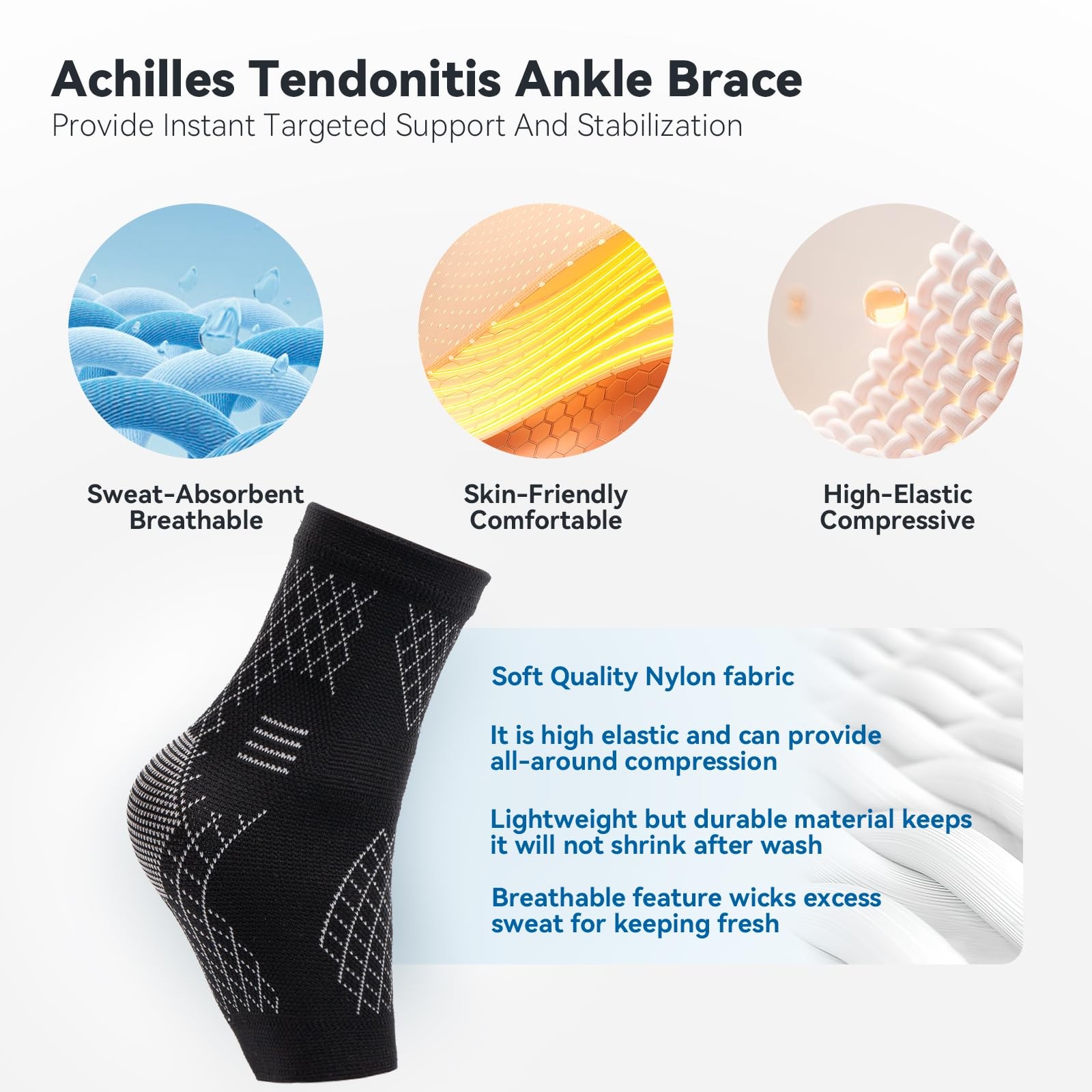 INDEEMAX 2 Pack Ankle Brace for Sprained Ankle, Arch Support X-Large, Black