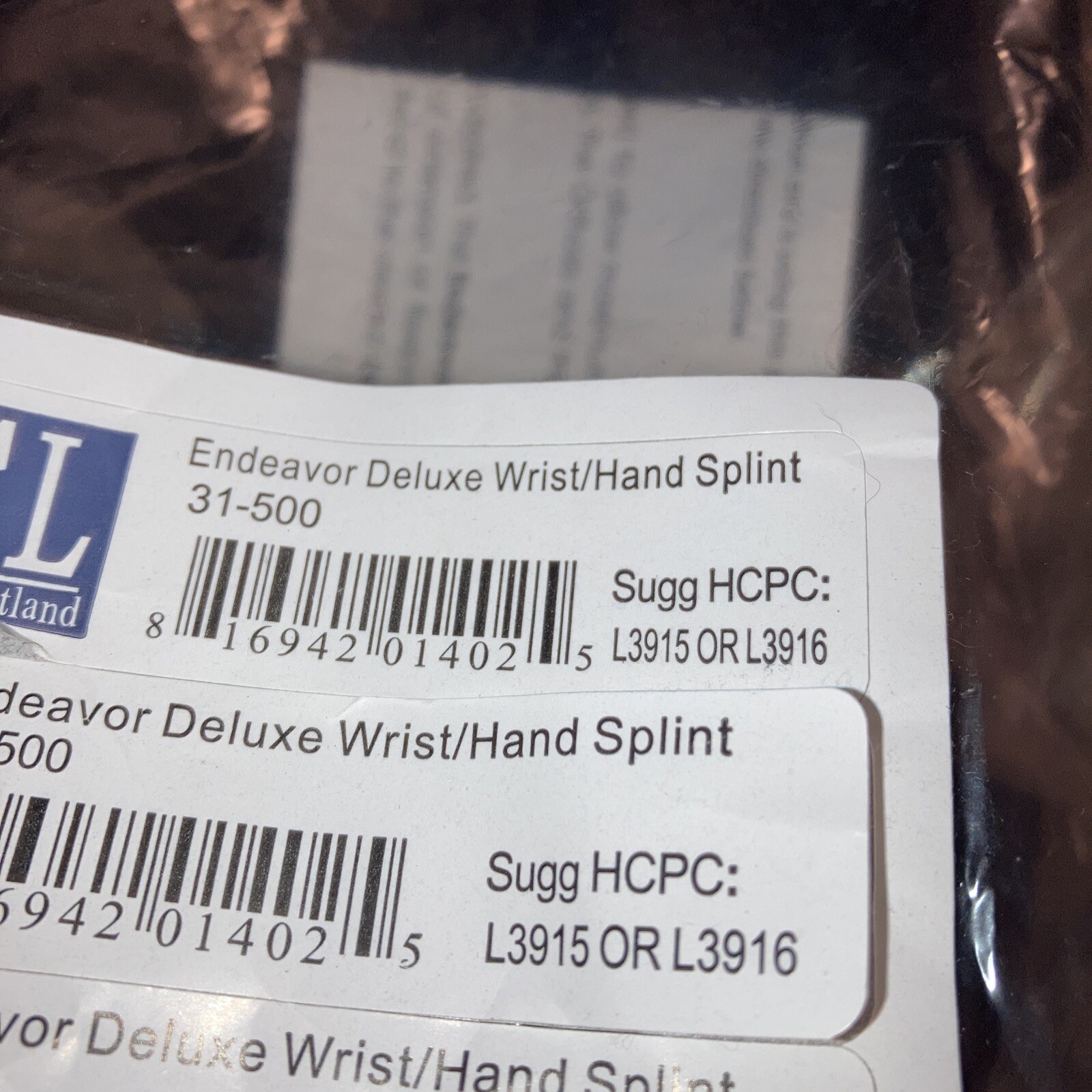 Comfortland Medical Endeavor Deluxe Wrist/Hand Splint 31-500 New with Hand Grip