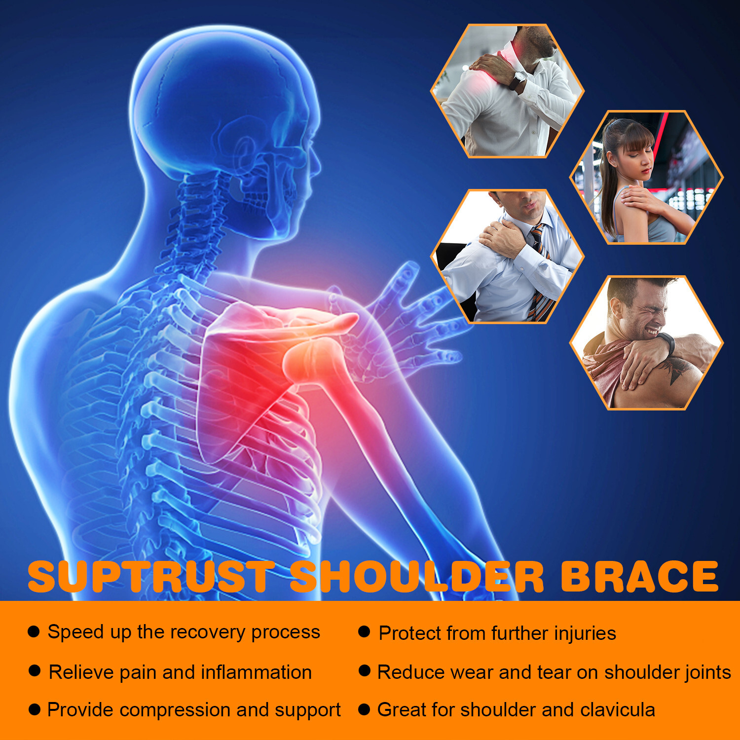 Heated Shoulder Brace-Adjustable Straps for Rotator Cuff & Arthritis Support US