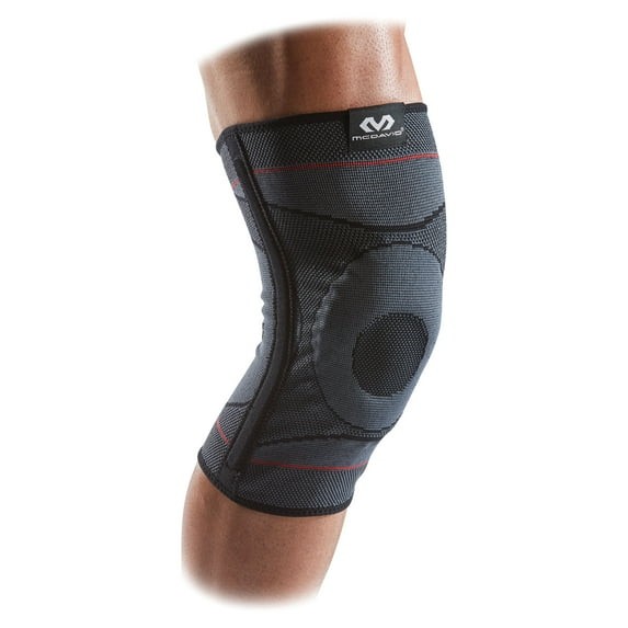 GRAY/BLACK/RED – MCDAVID KNEE COMPRESSION KNIT SLEEVE GEL BUTTRESS SMALL/MEDIUM