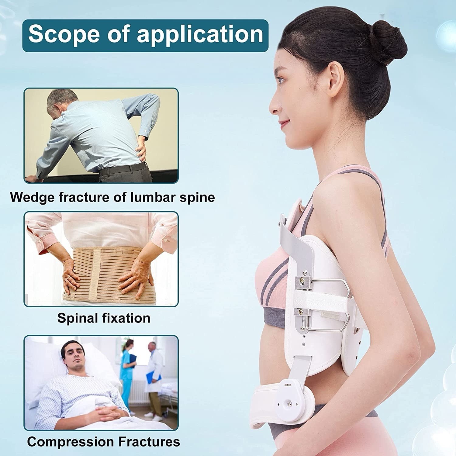Quovilap Hyperextension Back Brace Spinal Lumbar Fracture Thoracic Size Medium