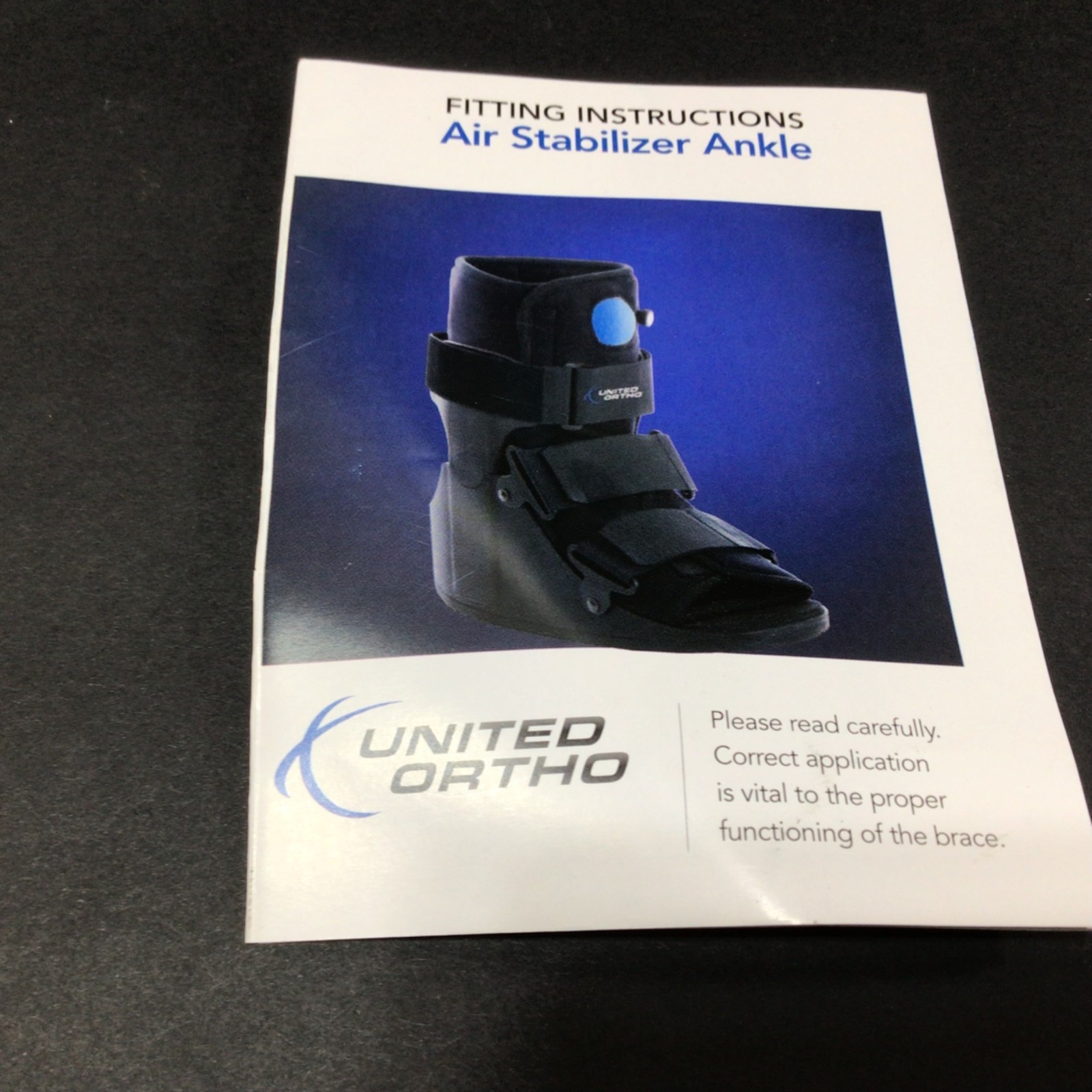 United Ortho Air Stabilizer Ankle Brace adult Small Black Adjustable Support