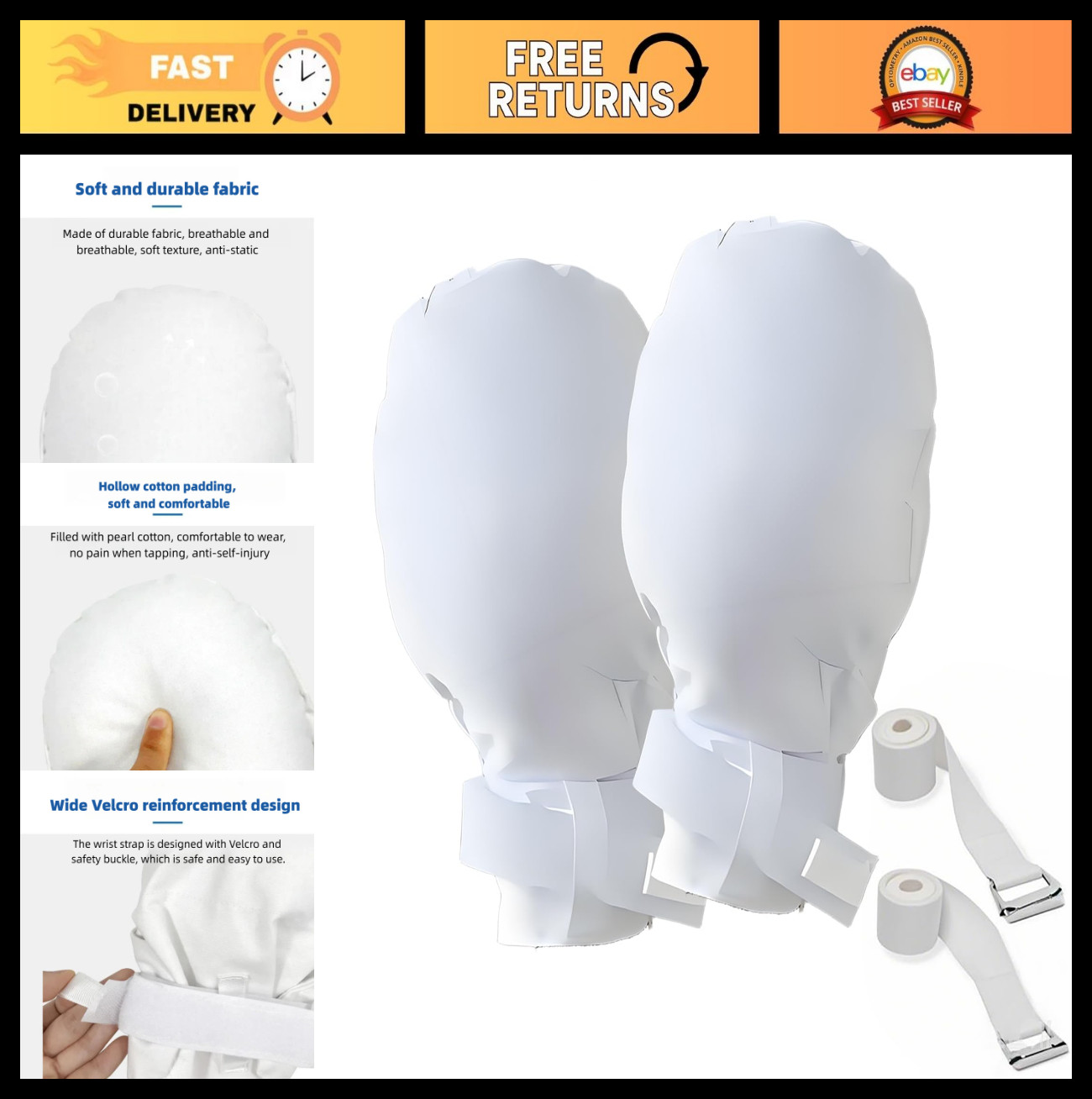2PCS Restraint Gloves – Double Security Mitts for Elderly, Comfortable & Protect