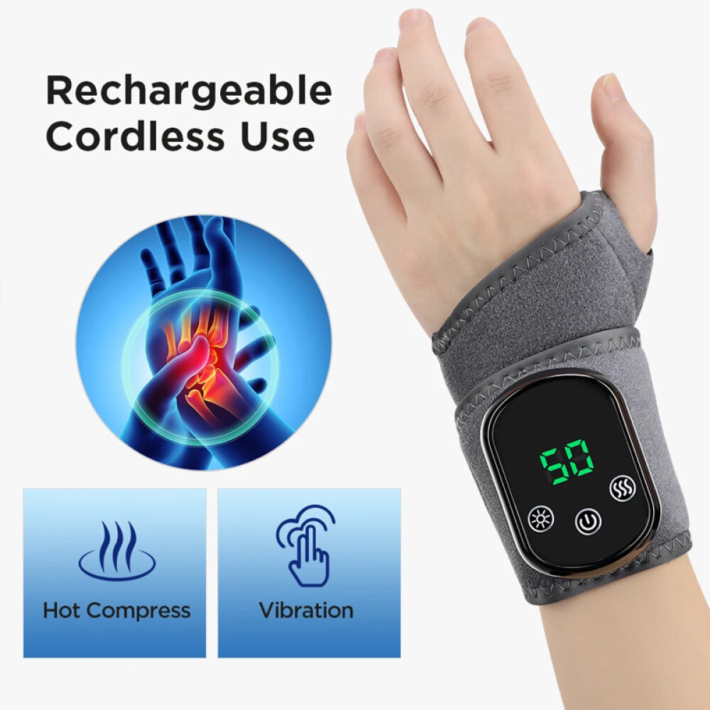 Electric Infrared Heated Wrist Wrap Brace Hand Massage Vibration for Pain Relief