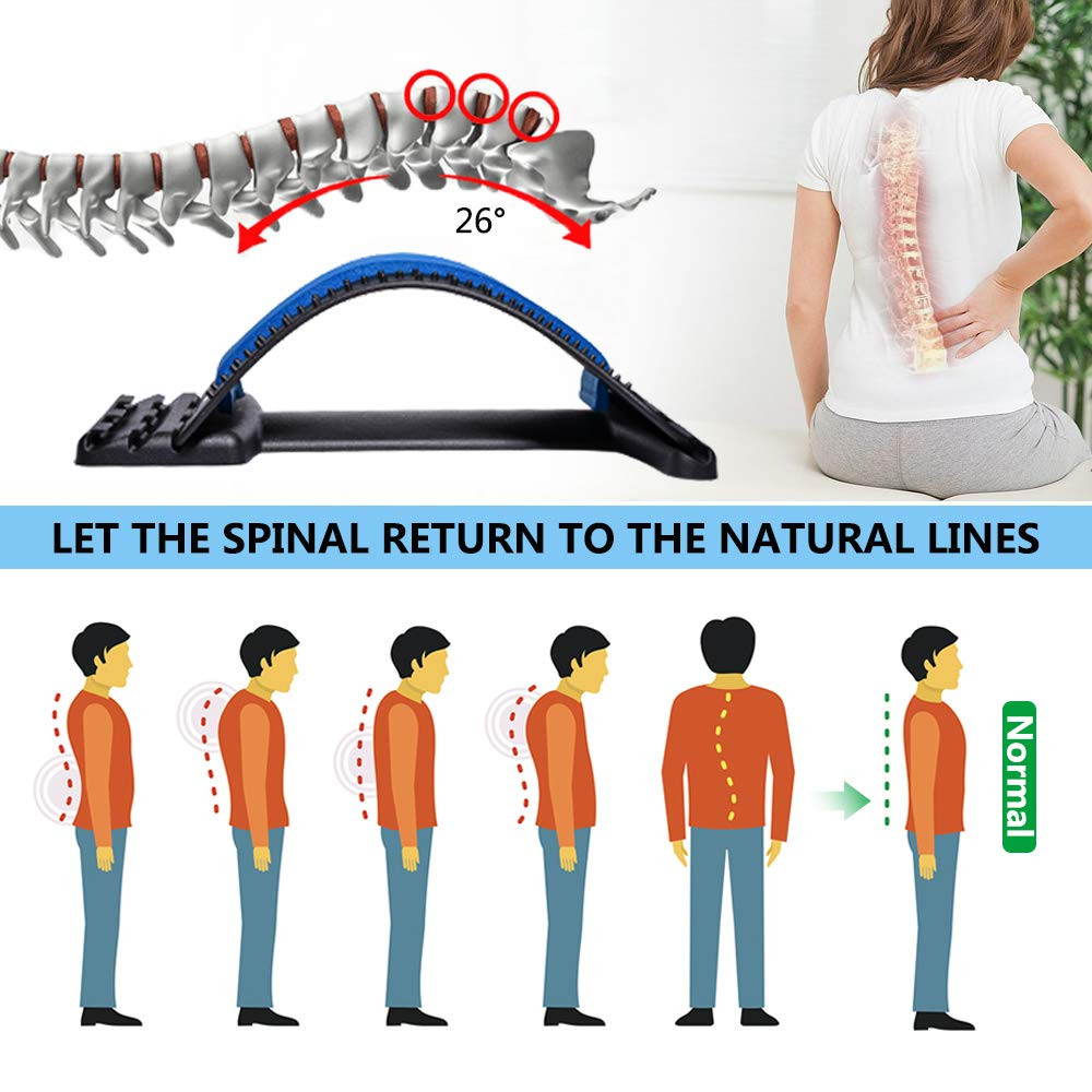Back Stretcher for Lower Back , 3 Level Adjustable Lumbar Cracker Board, Spine B