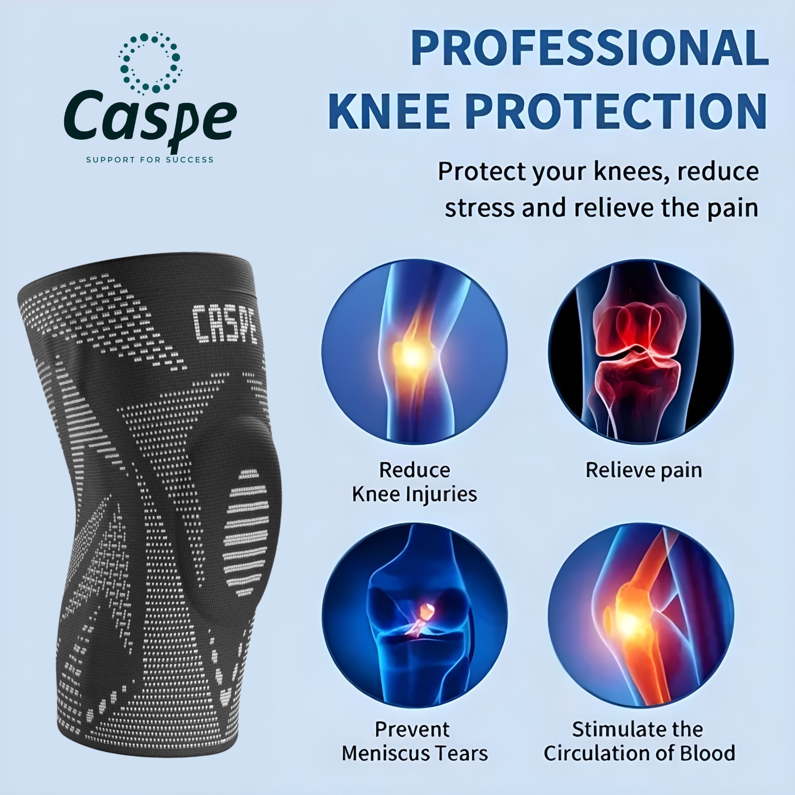 Knee Sleeve Compression Brace Support for Sport Gym Joint Pain Arthritis Relief