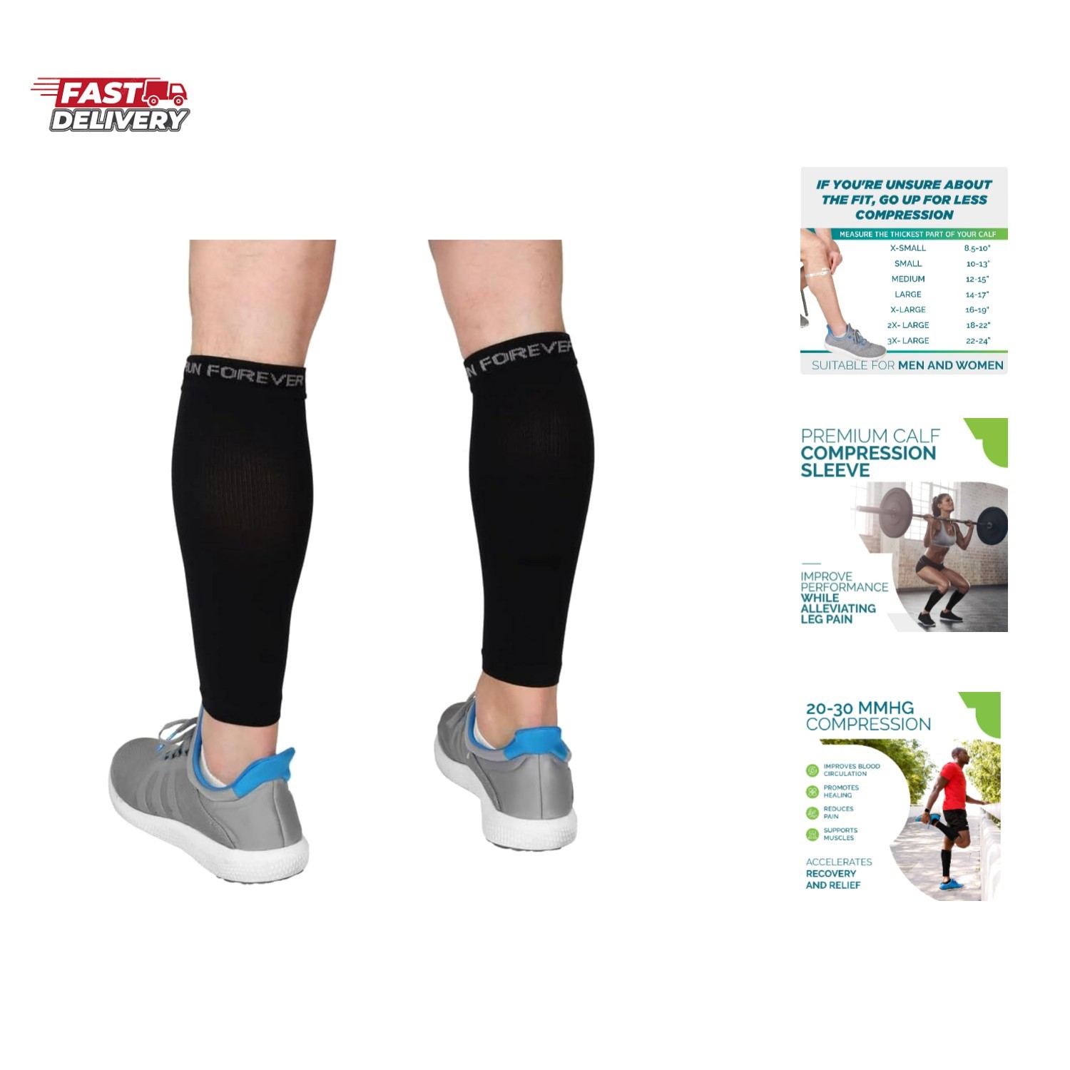 Calf Compression Sleeves for Men and Women – Leg Compression Sleeve – Footles…
