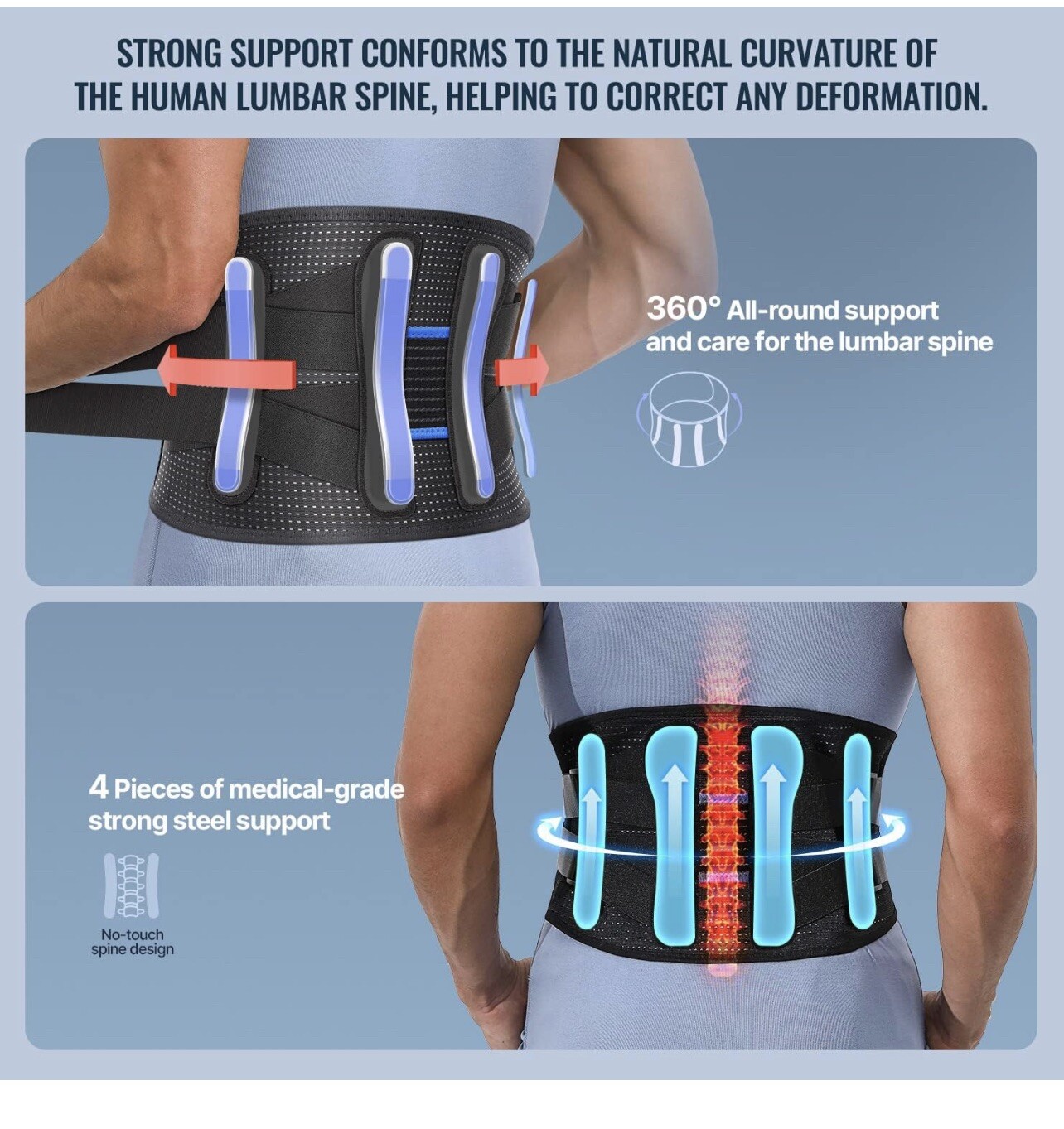 Fit Geno Back Brace for Men and Women Size Large