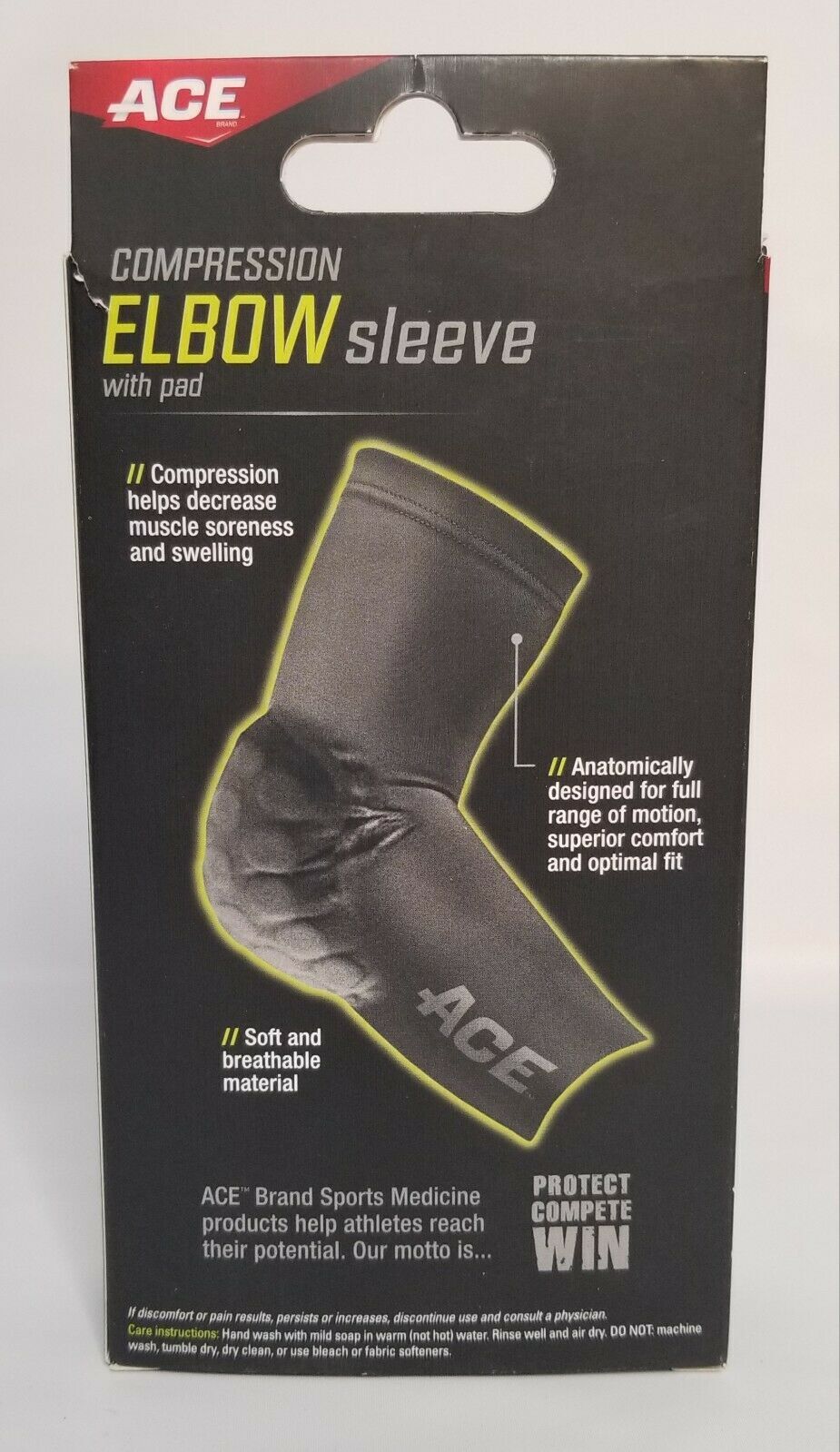ACE Compression Elbow Sleeve Pad Abrasion Protection Breathable S/M or L/XL NEW