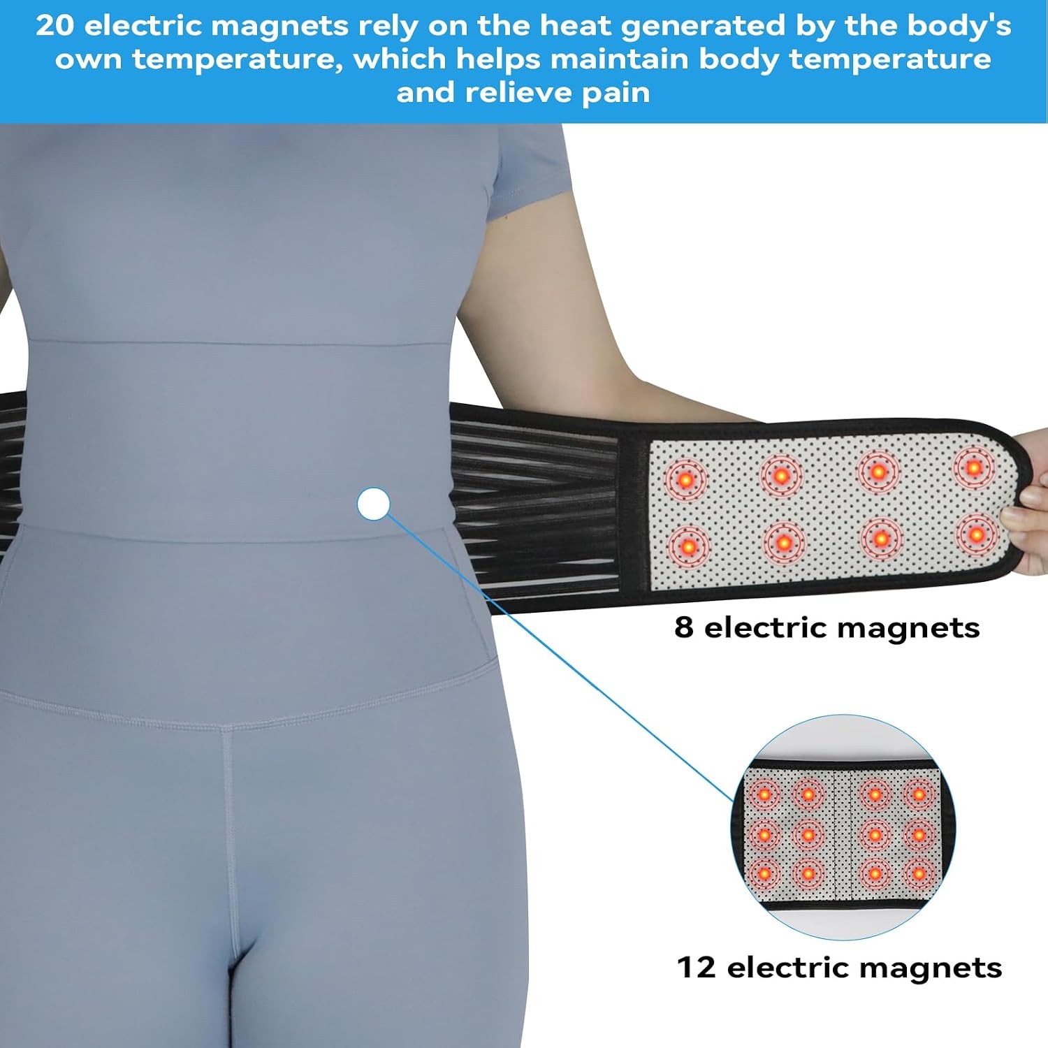 Back Support with Magnet, Tourmaline Back Braces for Lower Back Pain Relief | Ba