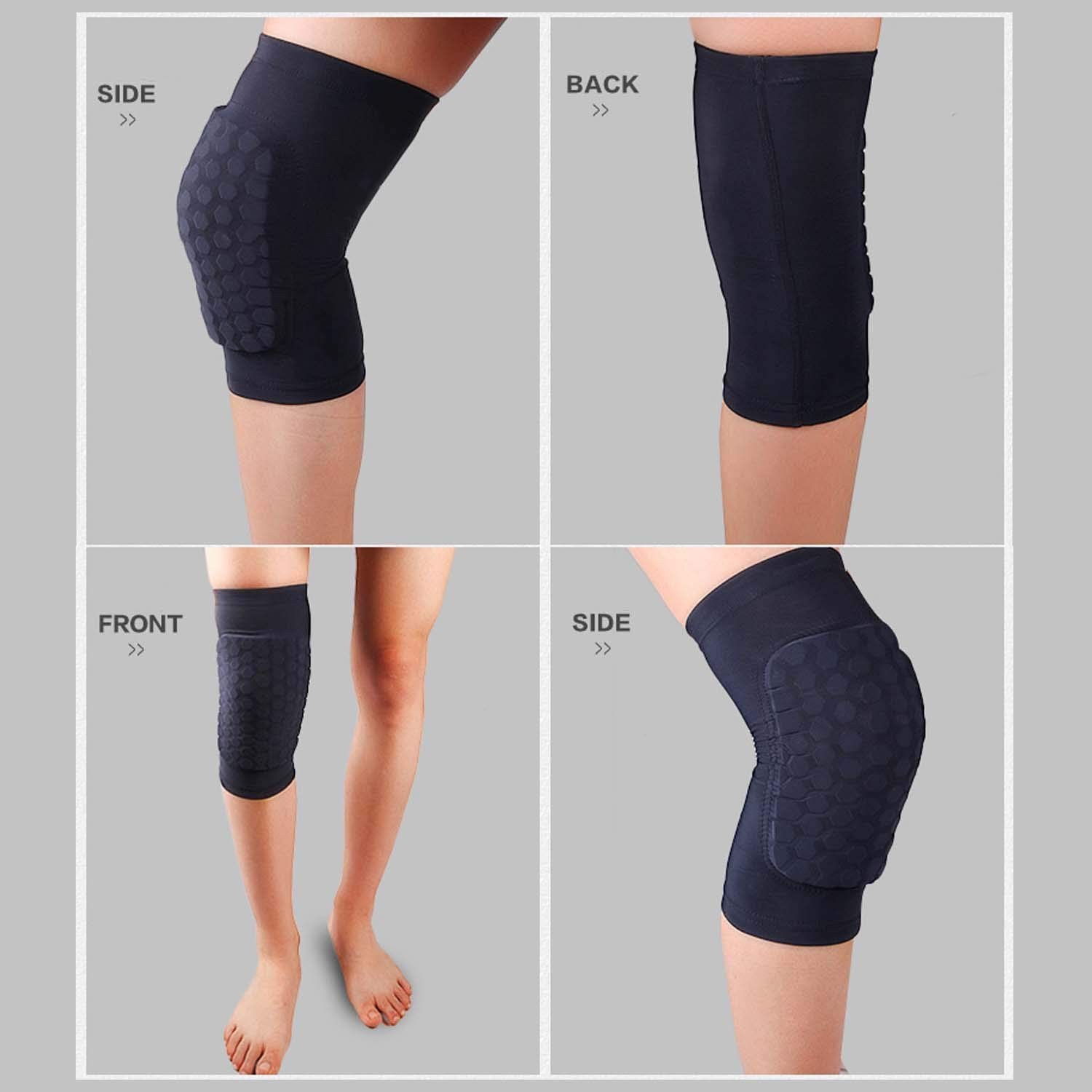 1 Pair Honeycomb Padding Knee Compression Pads Sleeves Basketball Volleyball