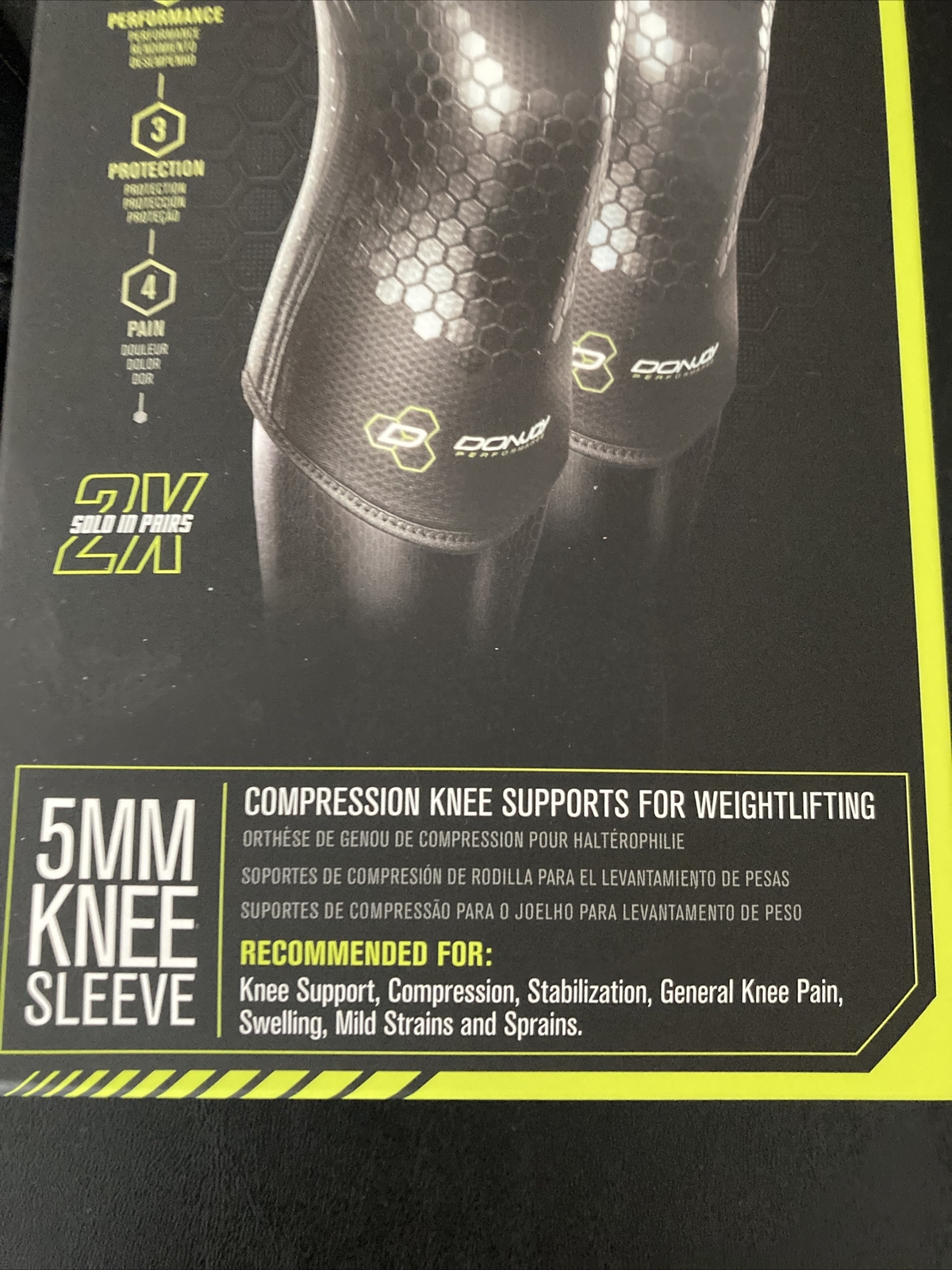 Donjoy Performance 5MM Knee Sleeves, Compression Knee Supports Adult/Uni XL, NIB