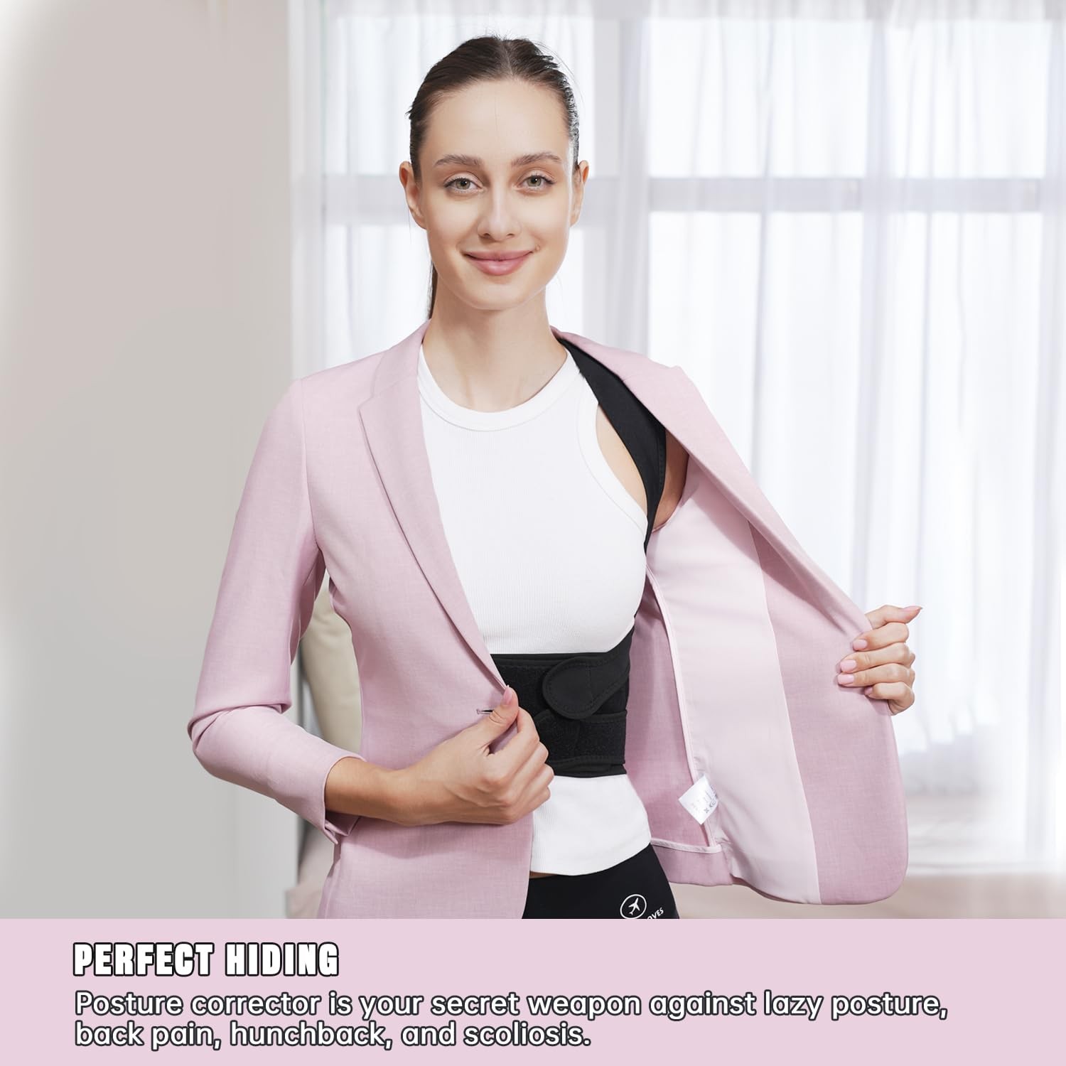 WEARABSTRUSE Back Brace Posture Corrector Medium (Waist: 33～45 Inch), Black