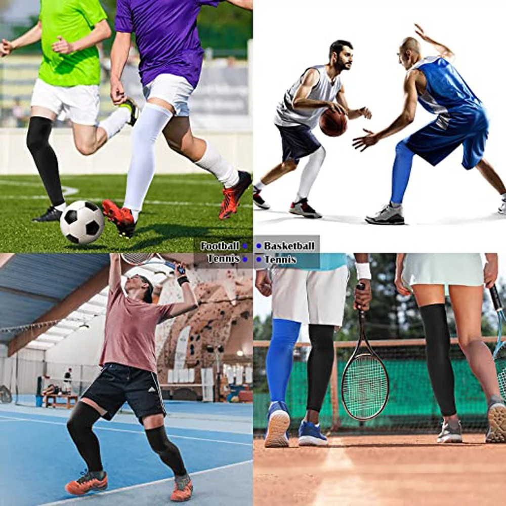 1pair Sports Compression Leg Sleeve Full Length Leg Sleeves Sports Cycling Leg S