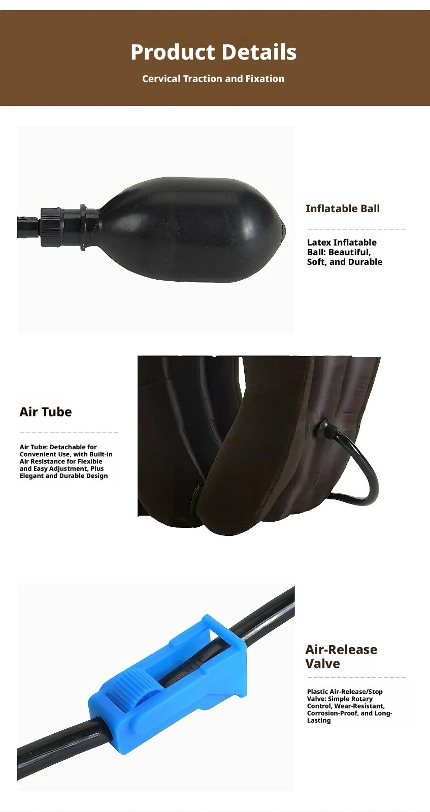 Inflatable Neck Traction Brace Cervical Collar Portable Air Neck Stretcher