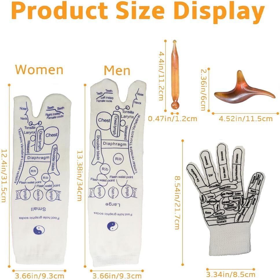 Reflexology Socks with Tools and Gloves, Acupressure Reflexology Socks Set with