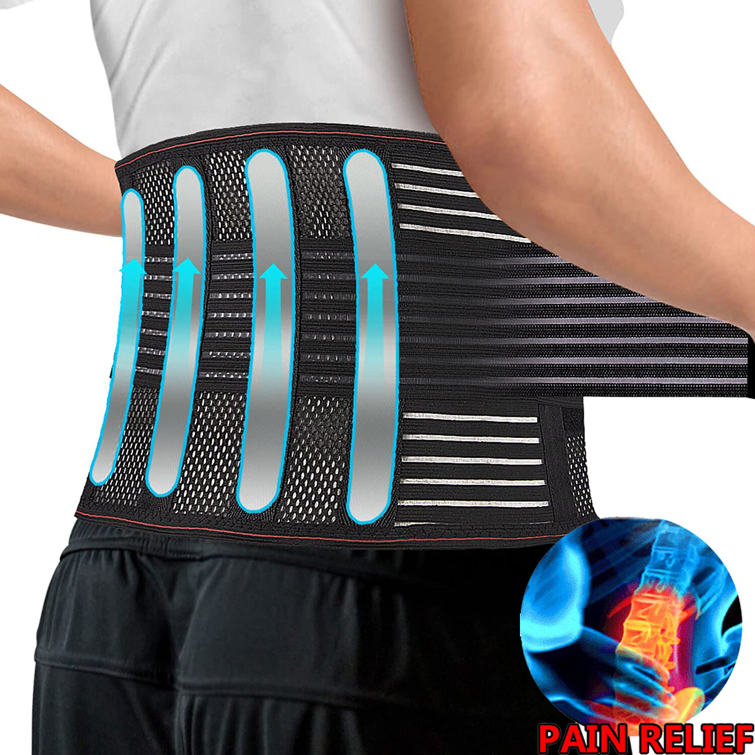 Adjustable Lower Back Brace Lumbar Support Waist Belt Disc Sciatica Pain Relief